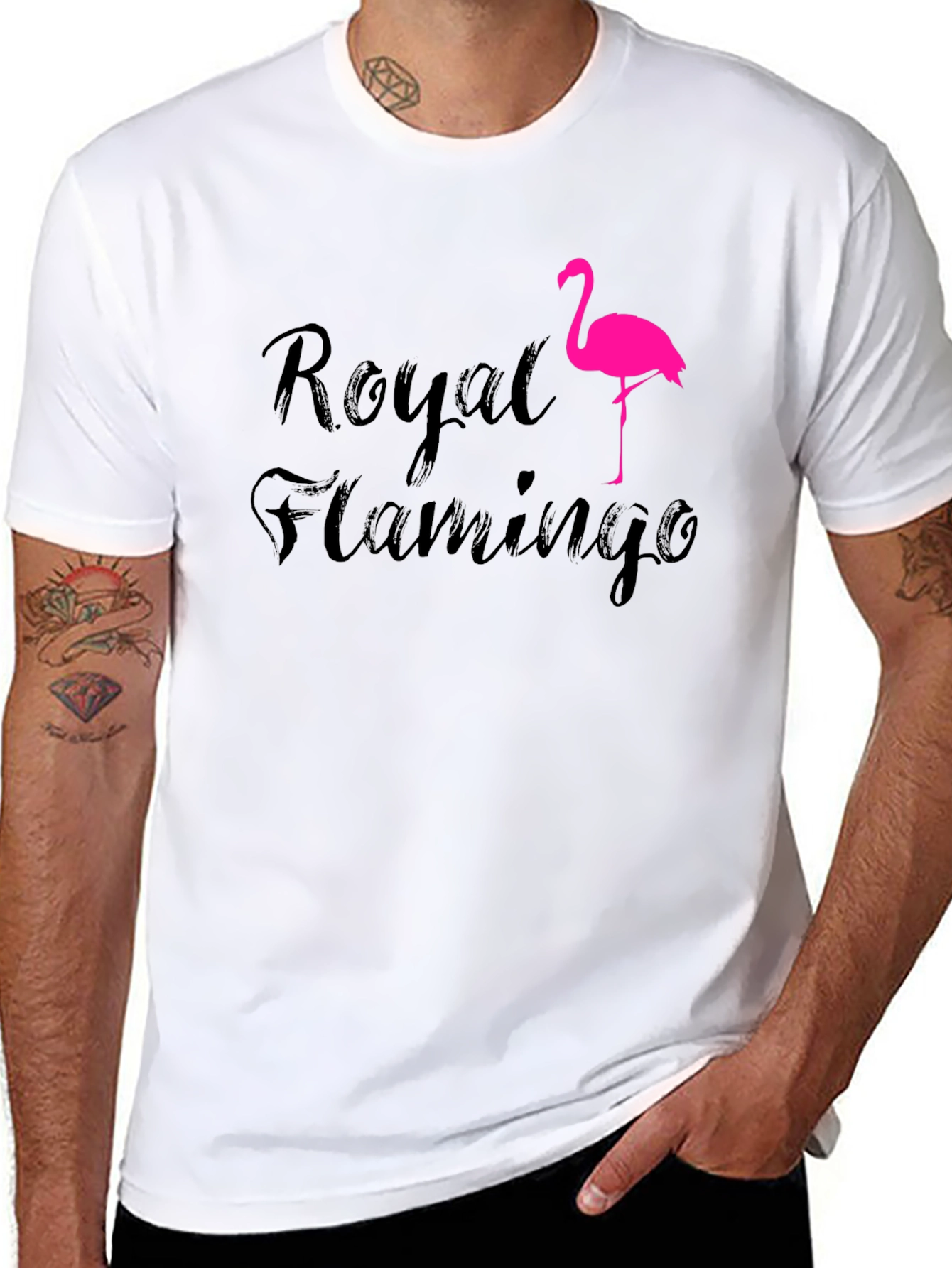 Royal Flamingo Black T-Shirt
