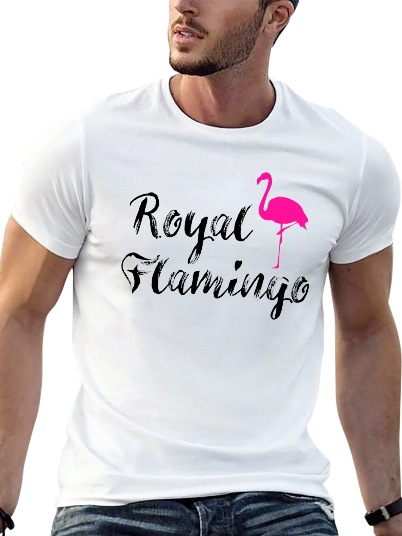Royal Flamingo Black T-Shirt