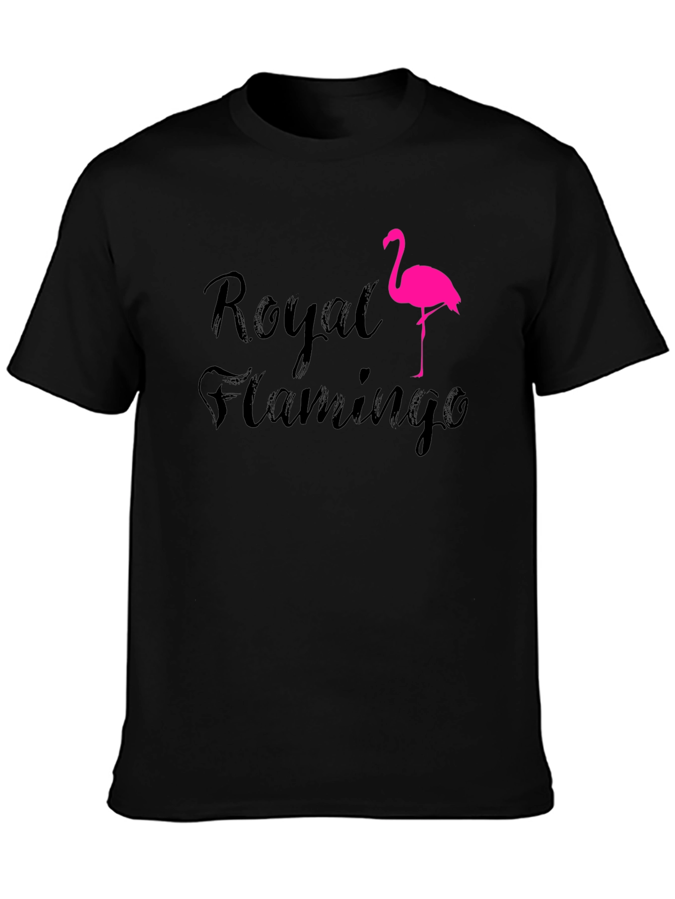 Royal Flamingo Black T-Shirt