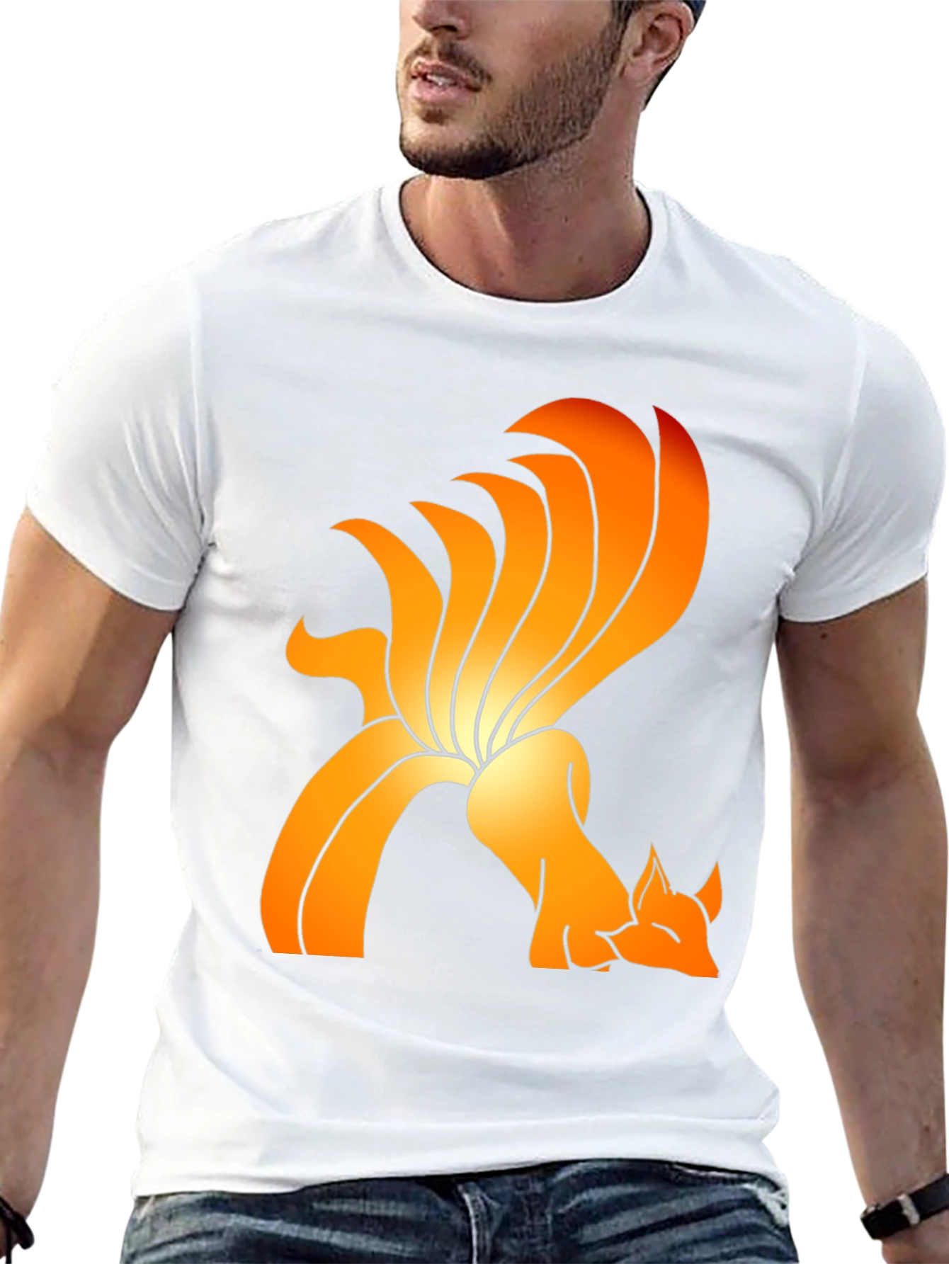 Nine-Tailed Fox Graphic Tee - Black Cotton Blend