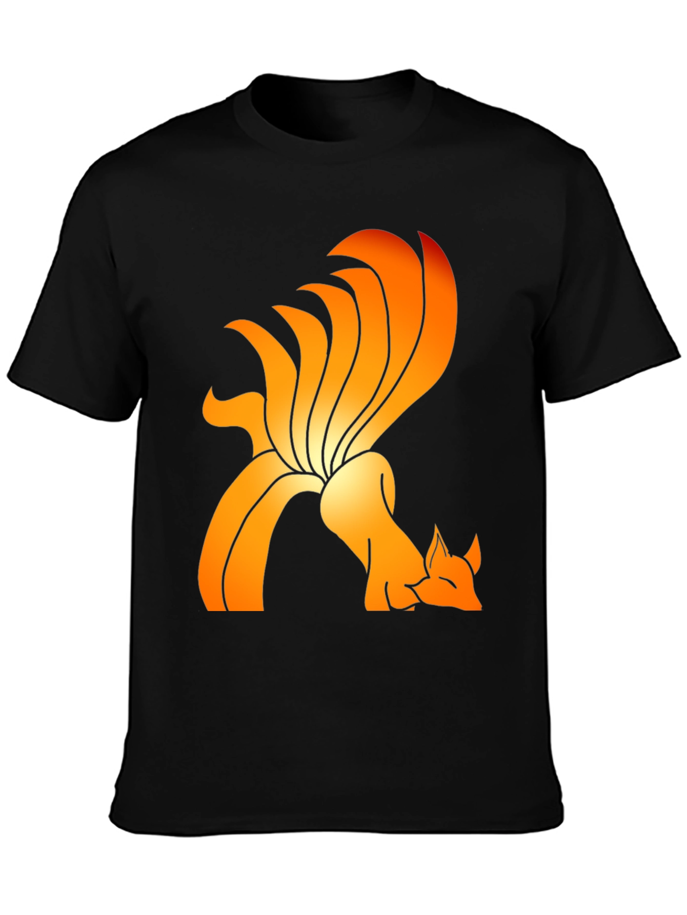 Nine-Tailed Fox Graphic Tee - Black Cotton Blend