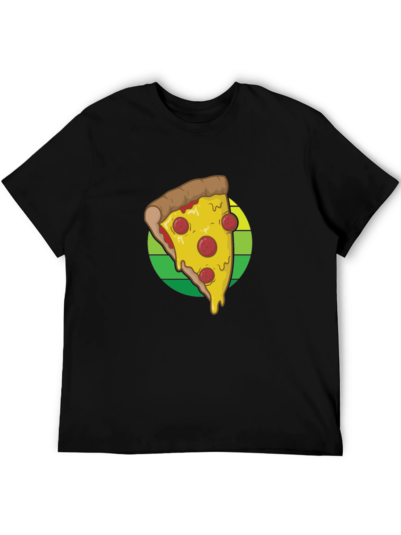 Pizza Slice Graphic Tee - Casual Black T-Shirt