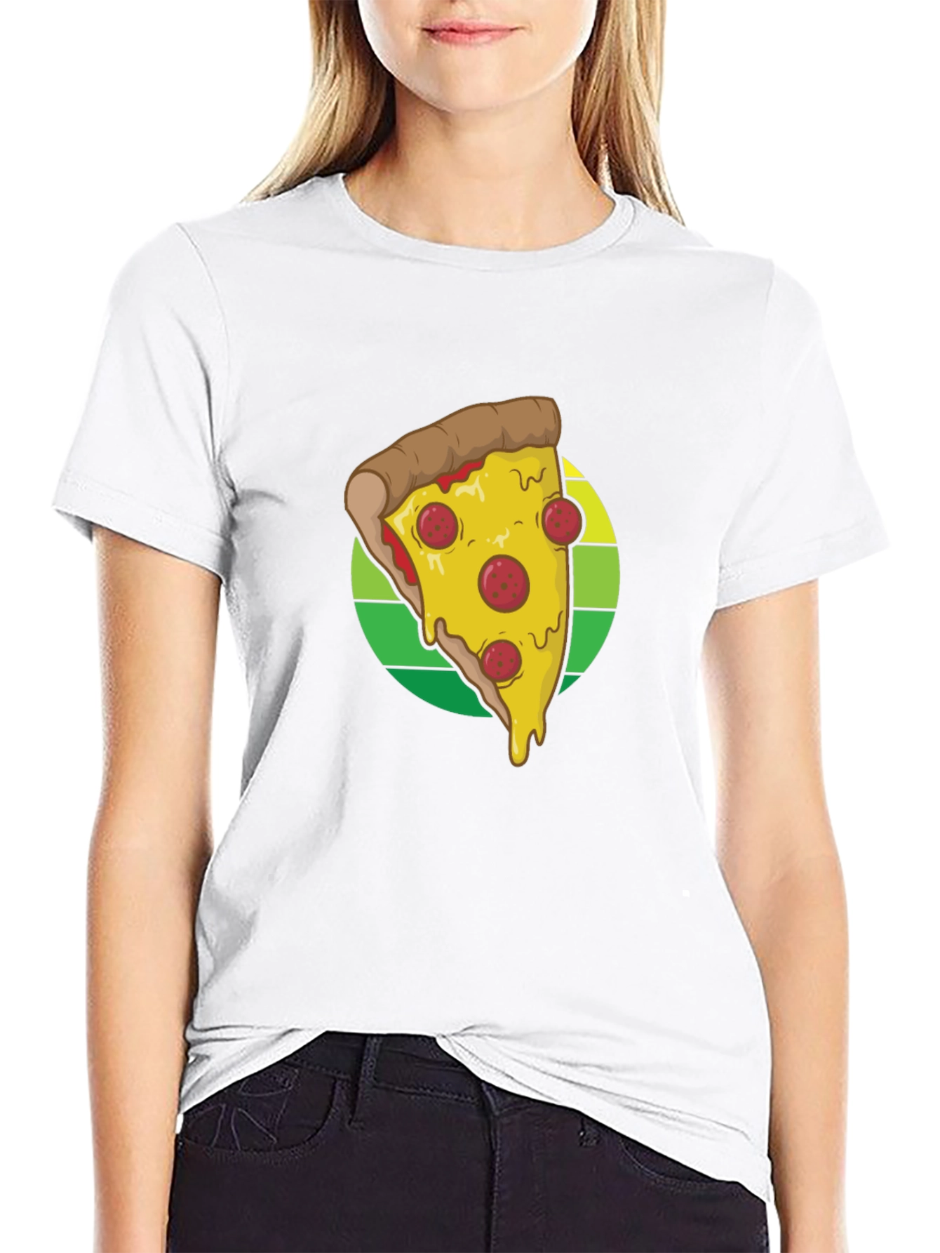 Pizza Slice Graphic Tee - Casual Black T-Shirt