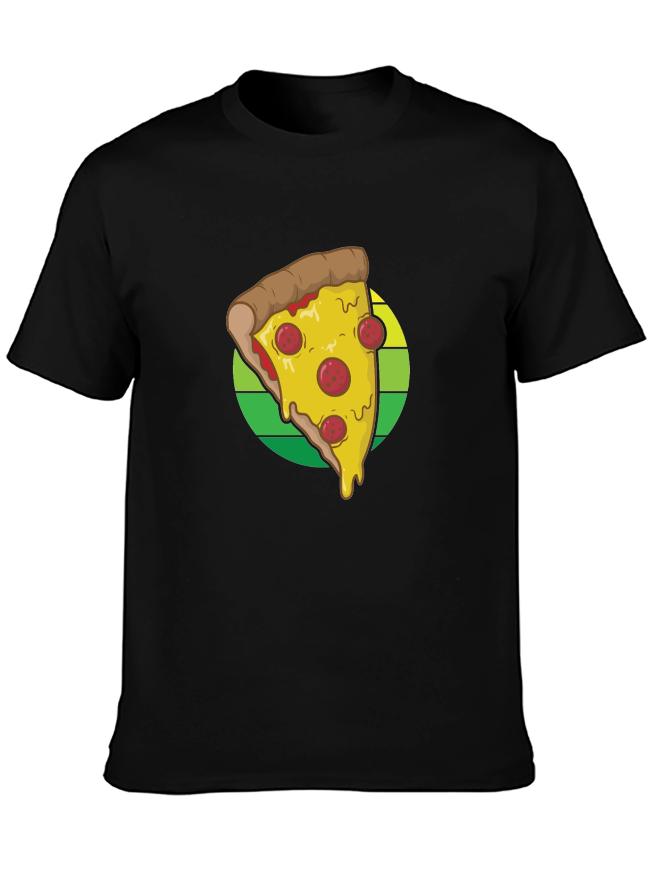 Pizza Slice Graphic Tee - Casual Black T-Shirt