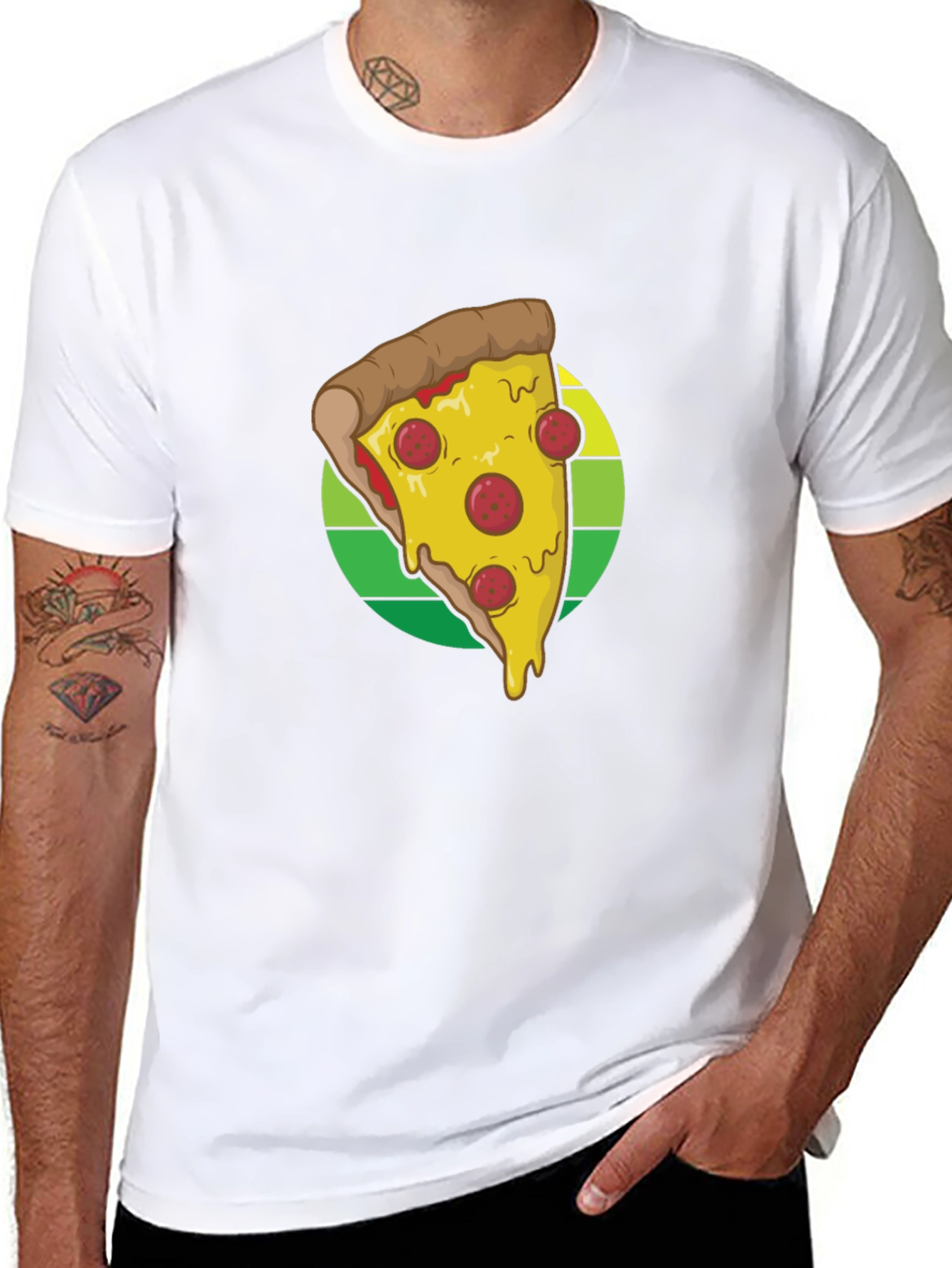 Pizza Slice Graphic Tee - Casual Black T-Shirt