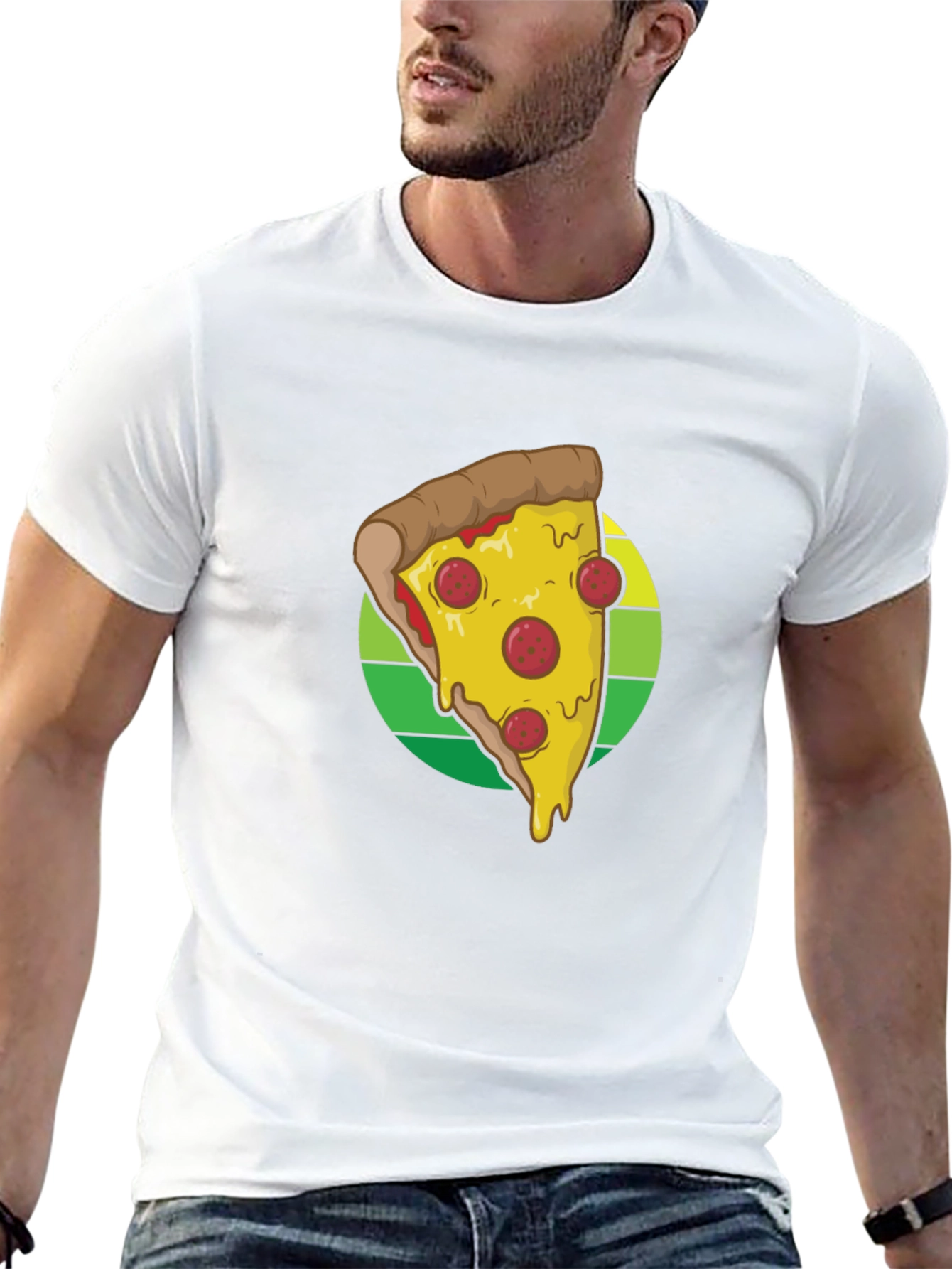 Pizza Slice Graphic Tee - Casual Black T-Shirt