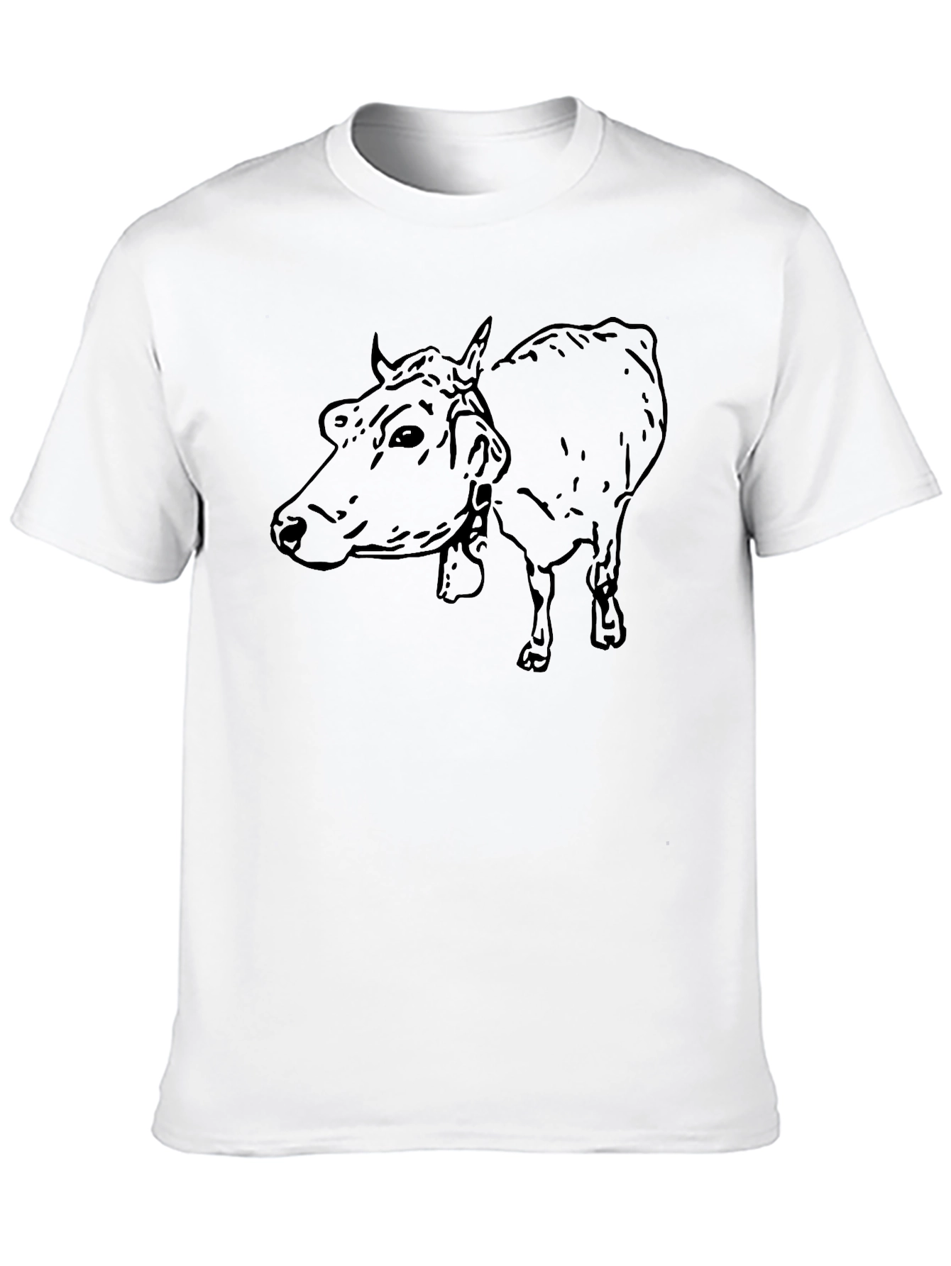 Cow Outline Graphic Black T-Shirt