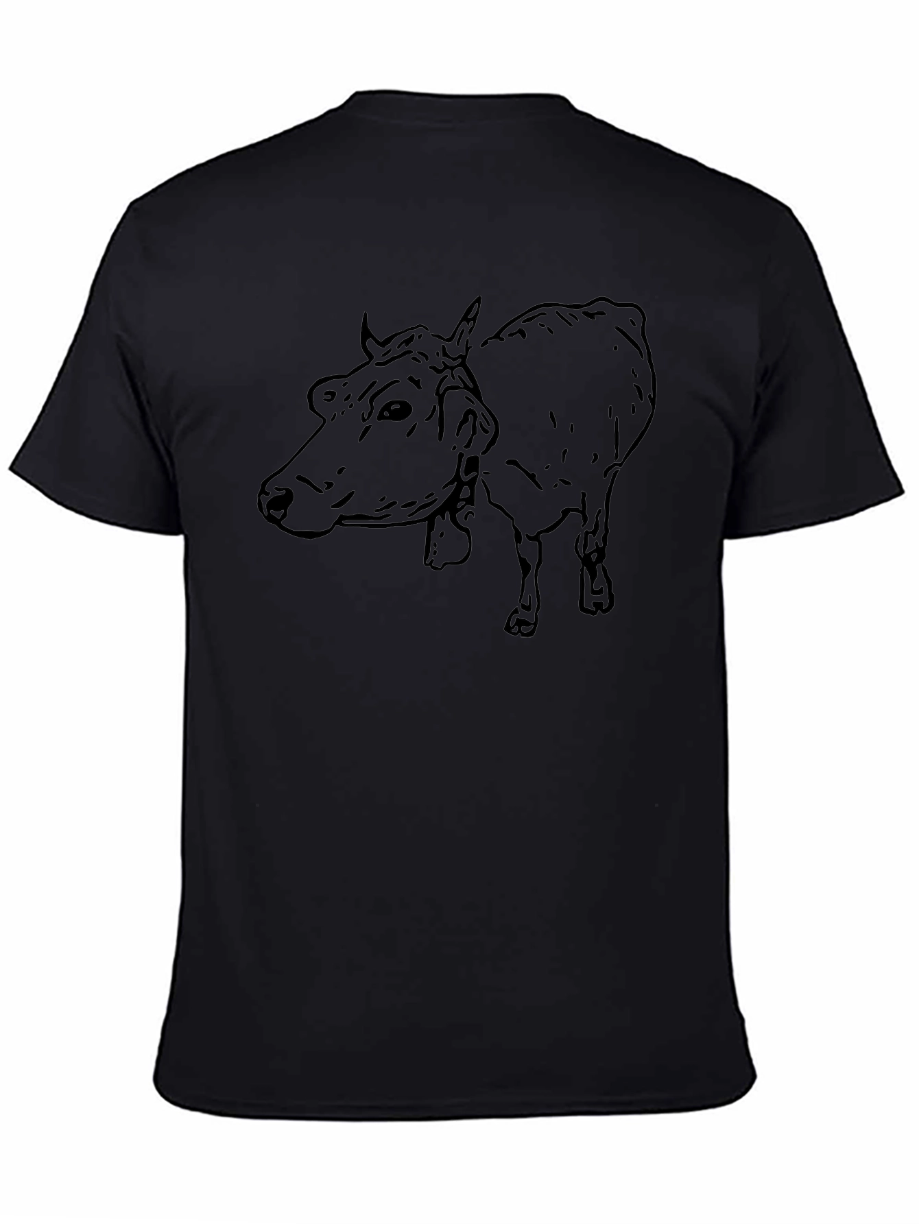 Cow Outline Graphic Black T-Shirt