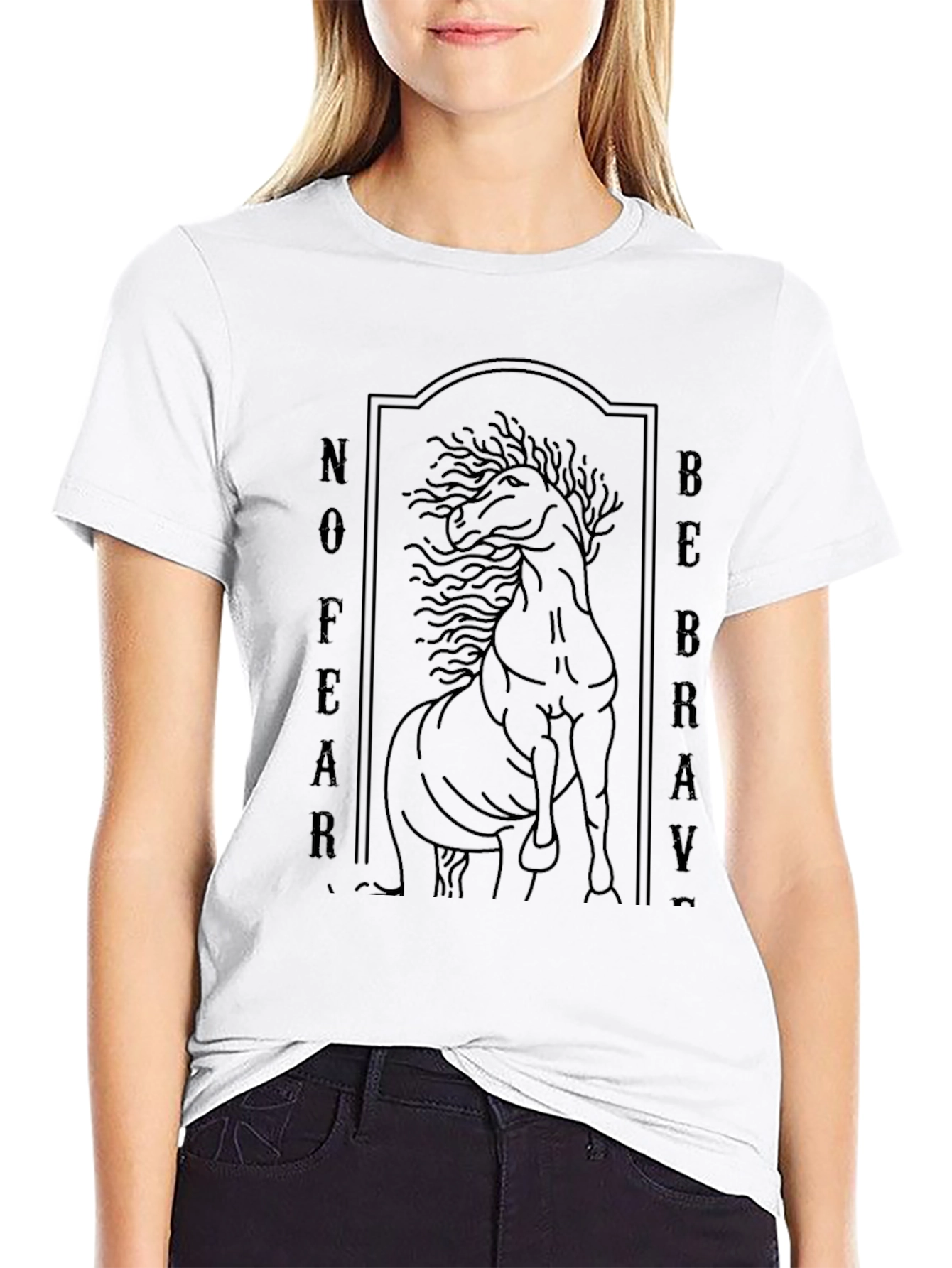 No Fear Be Brave Horse Graphic T-Shirt