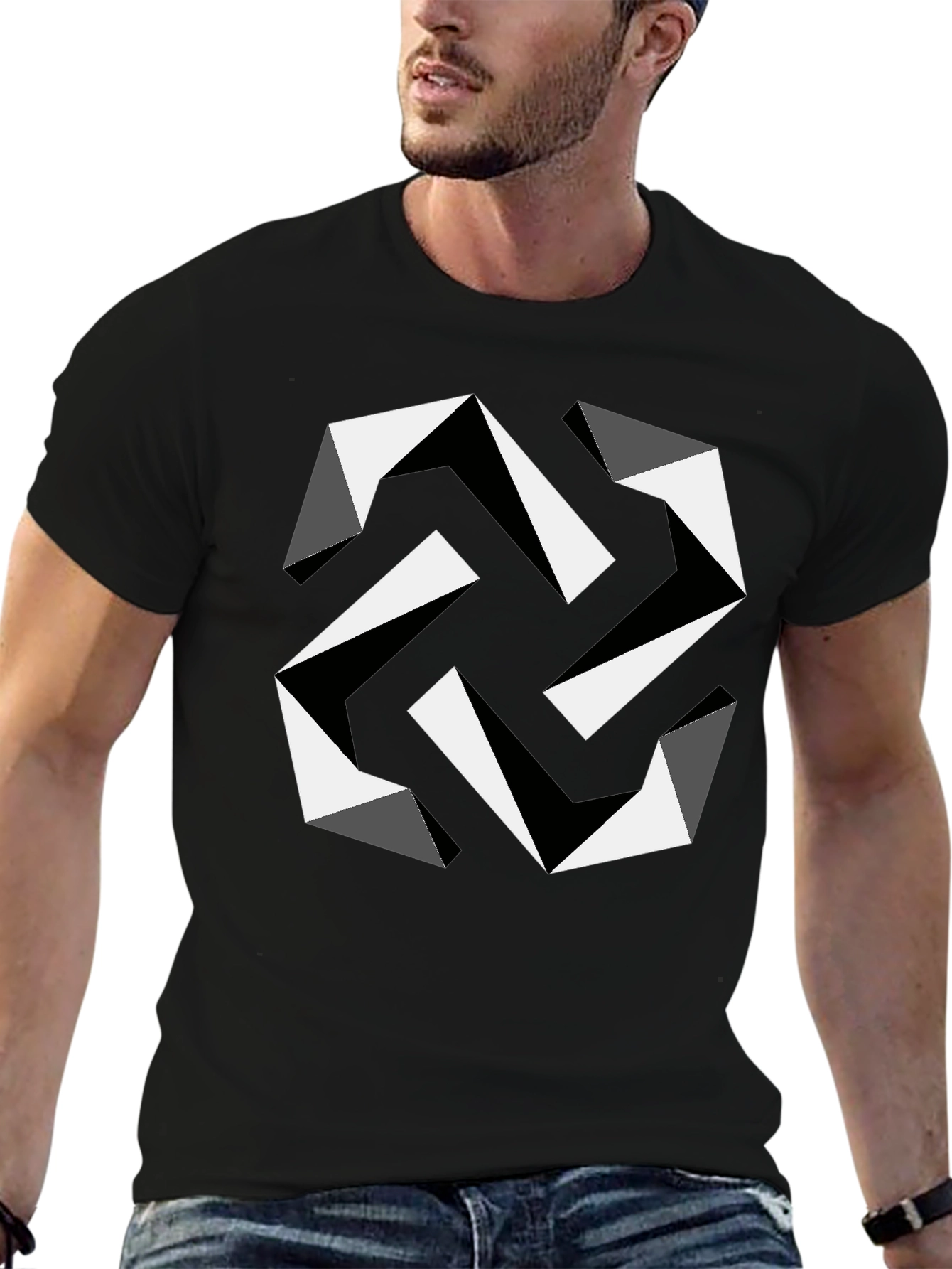 Geometric Illusion Black T-Shirt