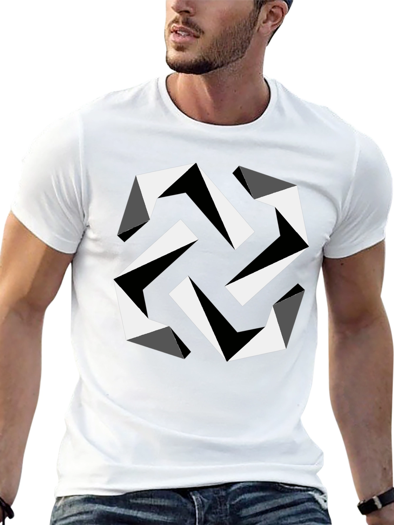 Geometric Illusion Black T-Shirt