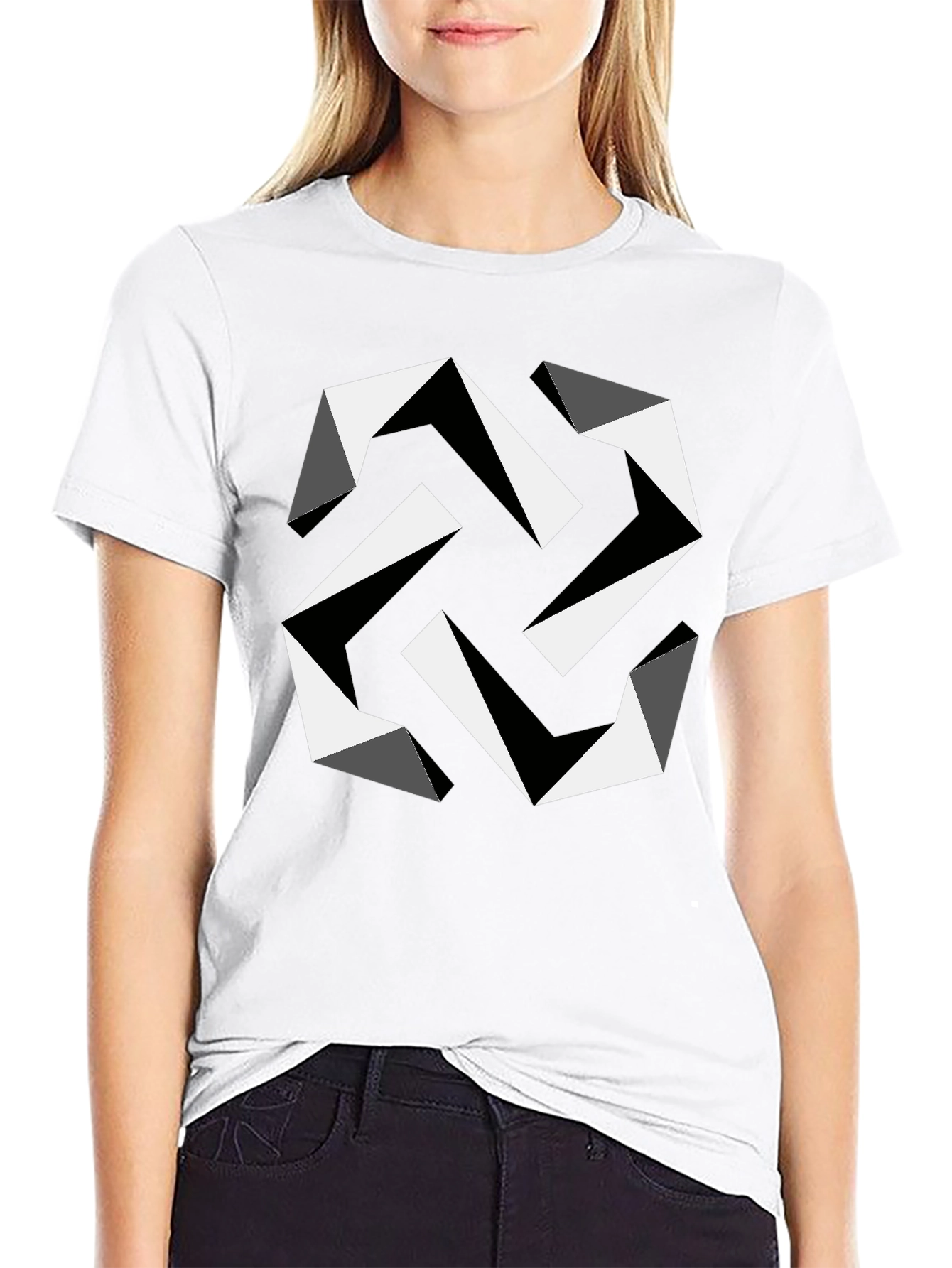 Geometric Illusion Black T-Shirt