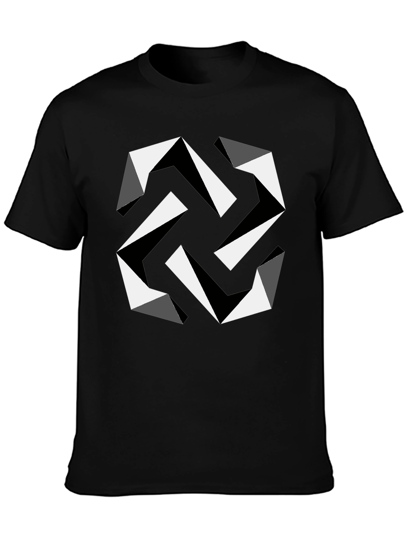 Geometric Illusion Black T-Shirt