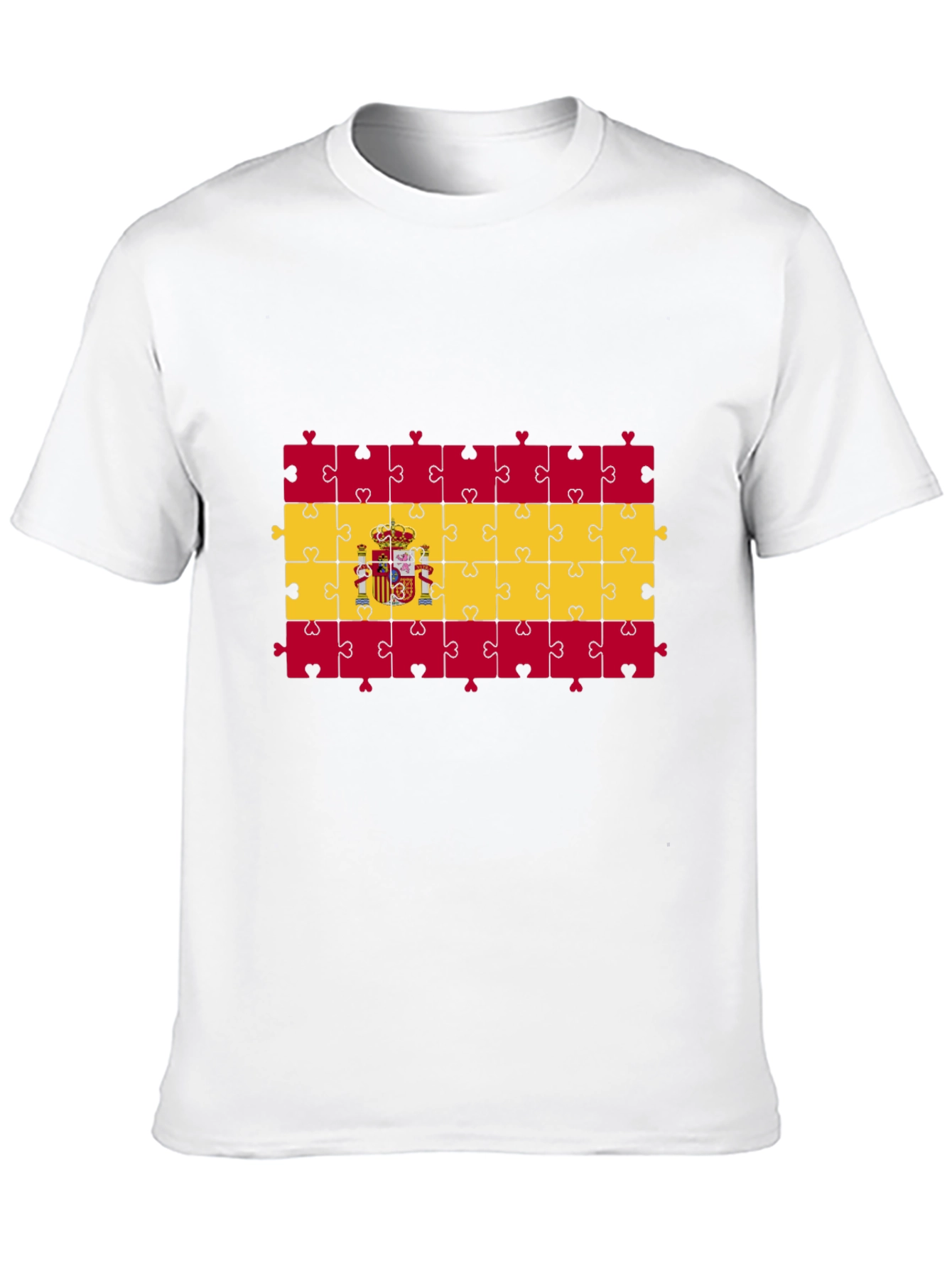 Spain Flag Puzzle T-Shirt - Black