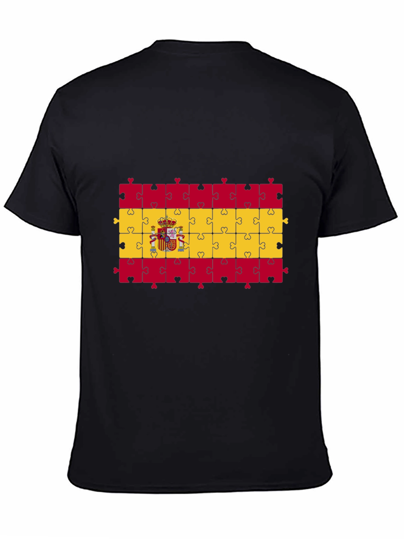Spain Flag Puzzle T-Shirt - Black