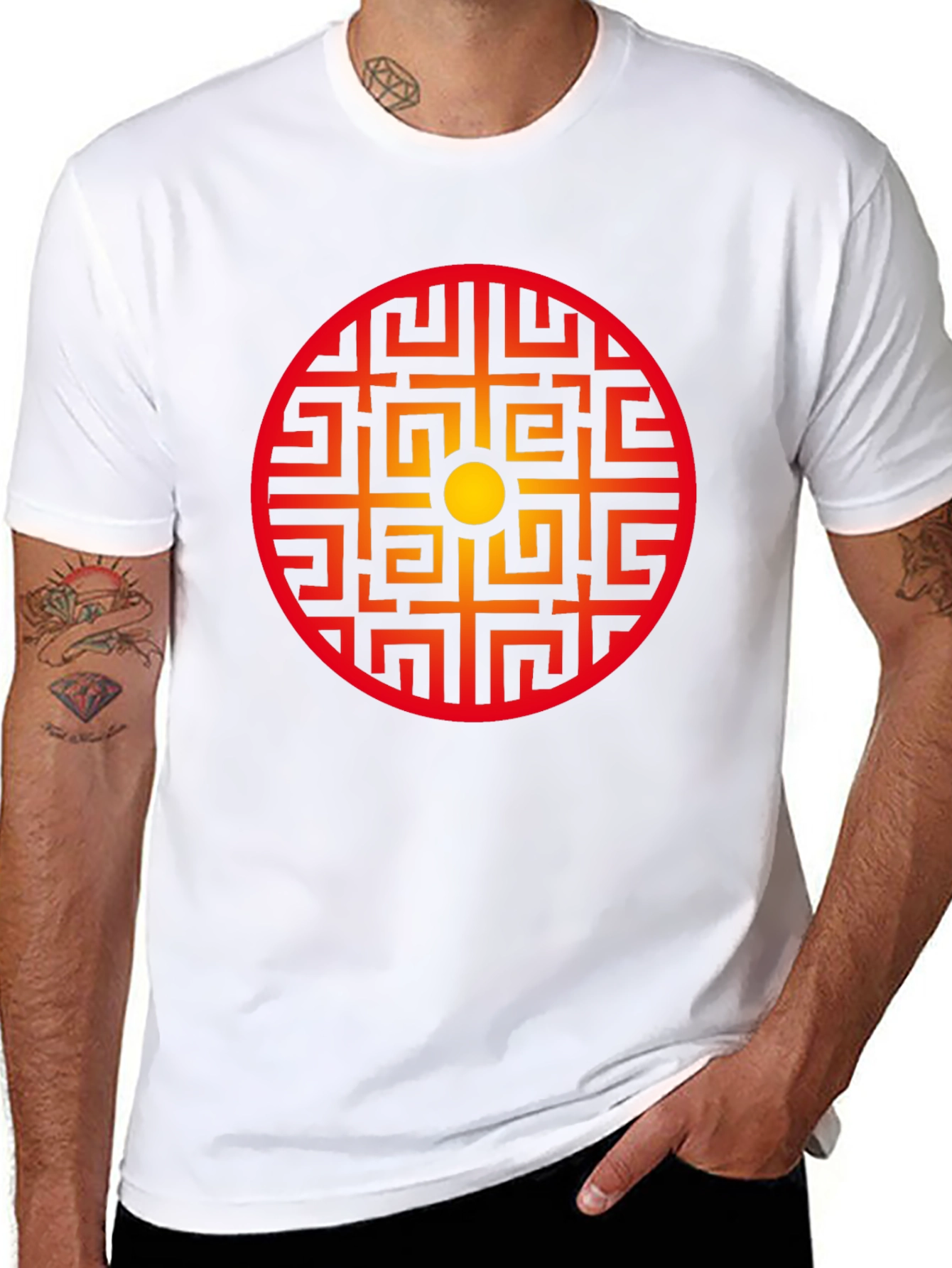 Geometric Circle Graphic Tee - Stylish Black Shirt