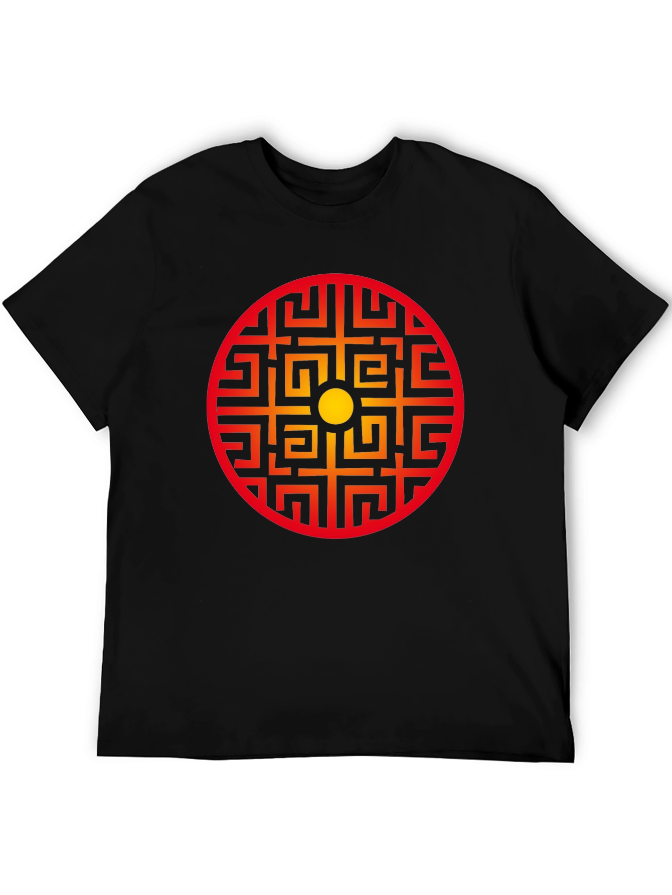 Geometric Circle Graphic Tee - Stylish Black Shirt