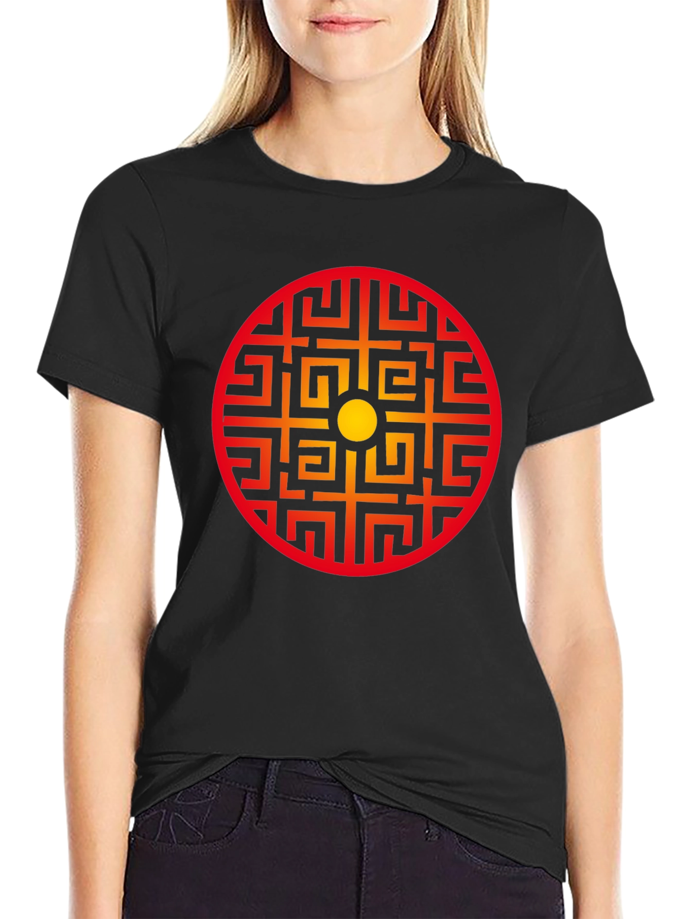 Geometric Circle Graphic Tee - Stylish Black Shirt