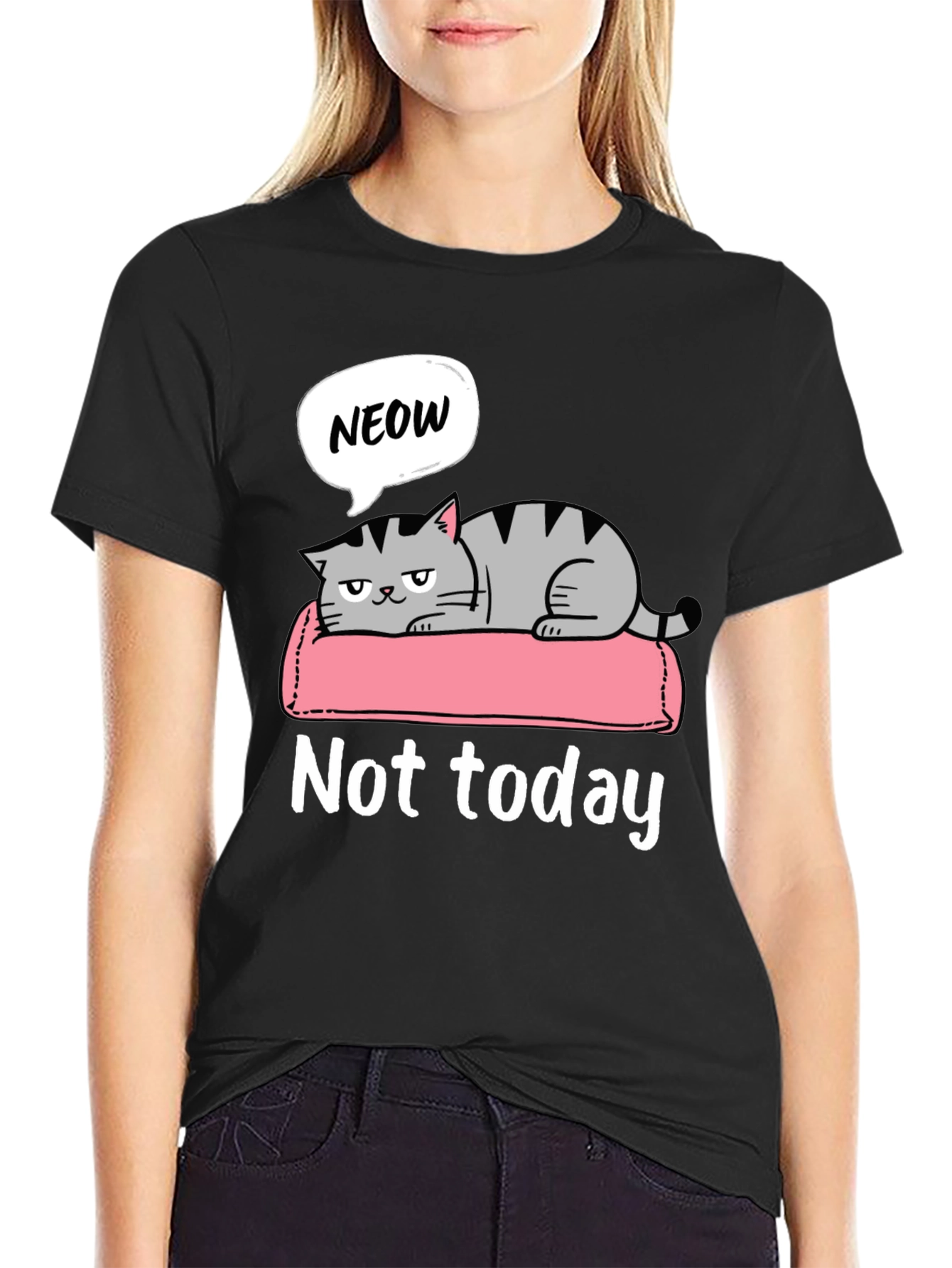 Not Today Cat Graphic T-Shirt Lazy Funny Tee