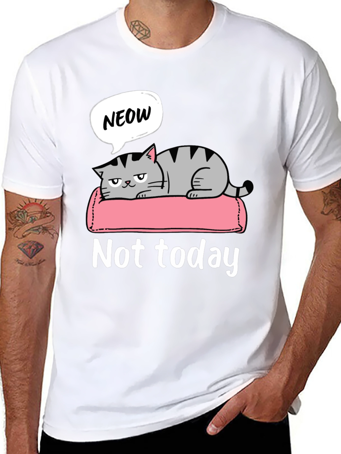 Not Today Cat Graphic T-Shirt Lazy Funny Tee