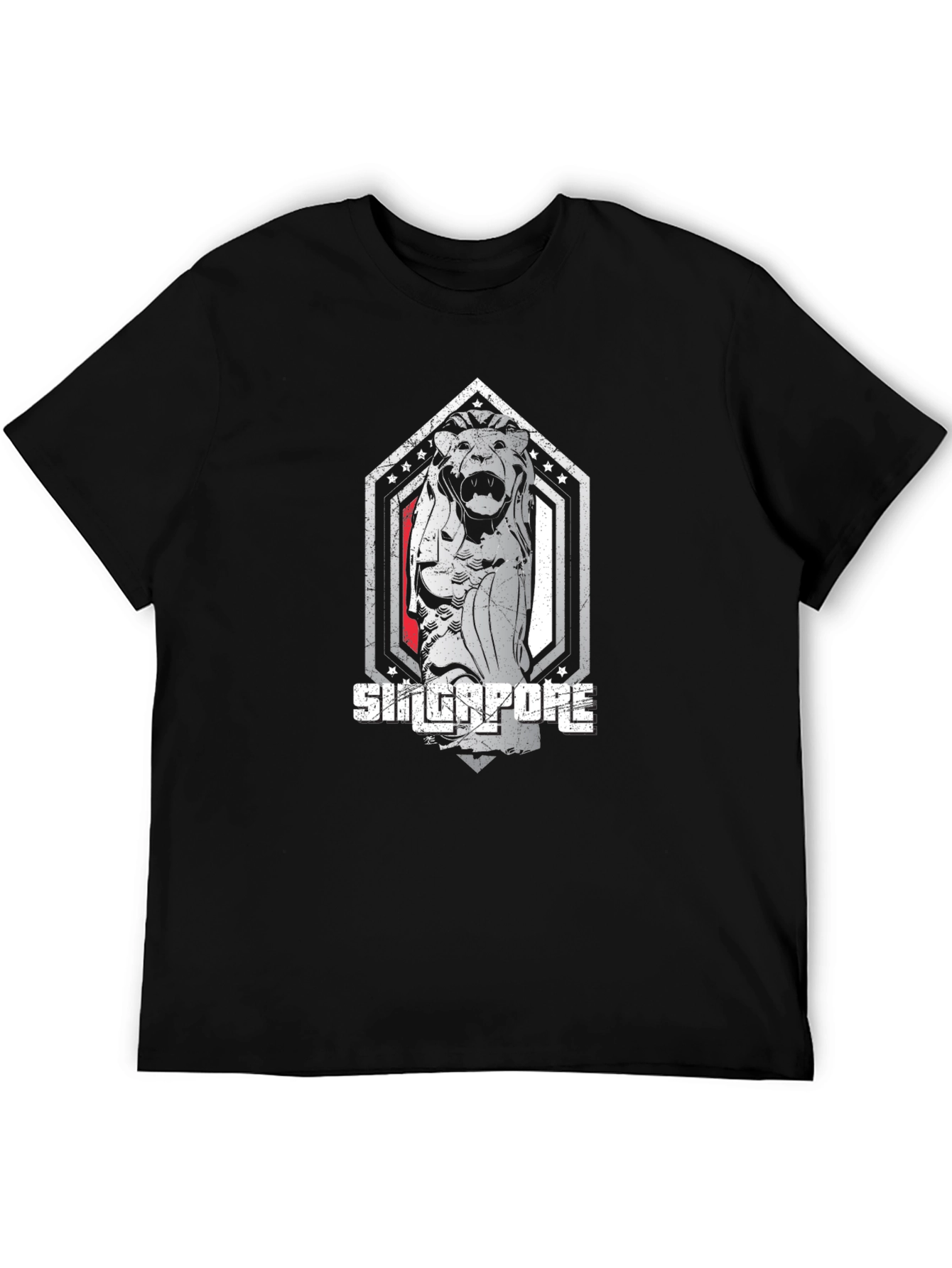 Singapore Merlion Graphic Tee - Black