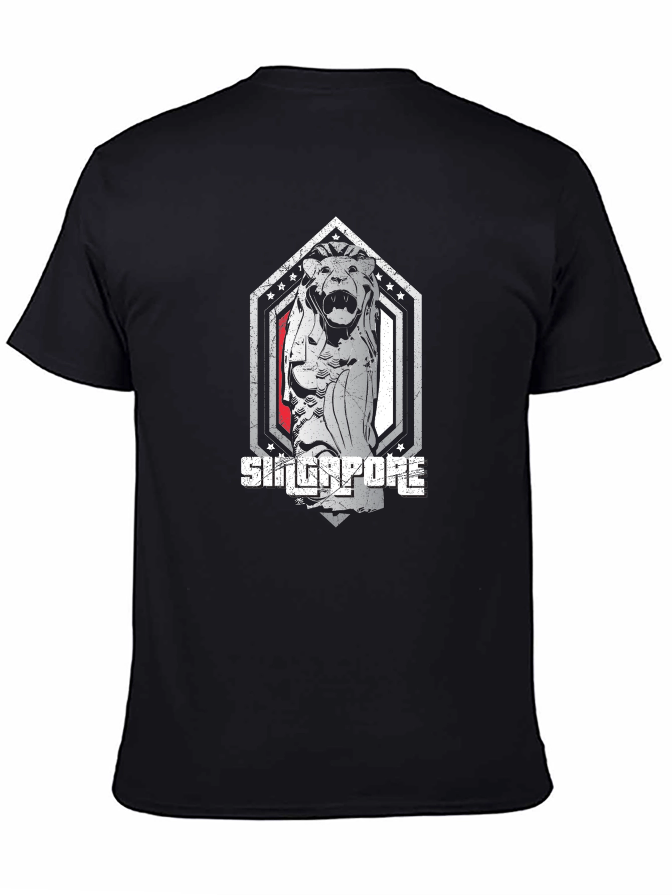 Singapore Merlion Graphic Tee - Black