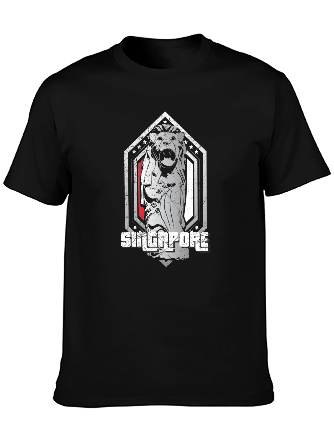 Singapore Merlion Graphic Tee - Black