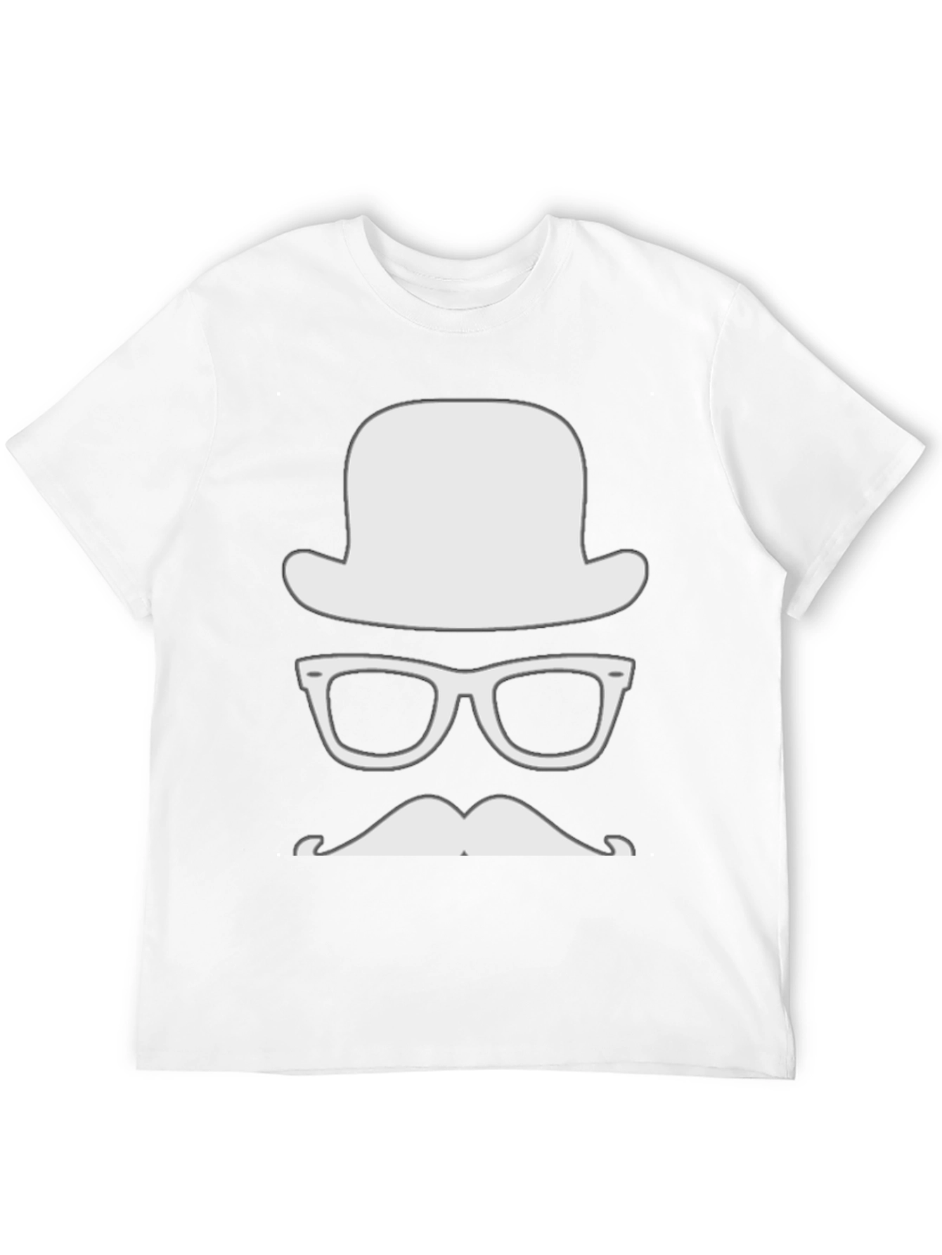 Mens Hipster Graphic Tee - Hat Glasses Mustache