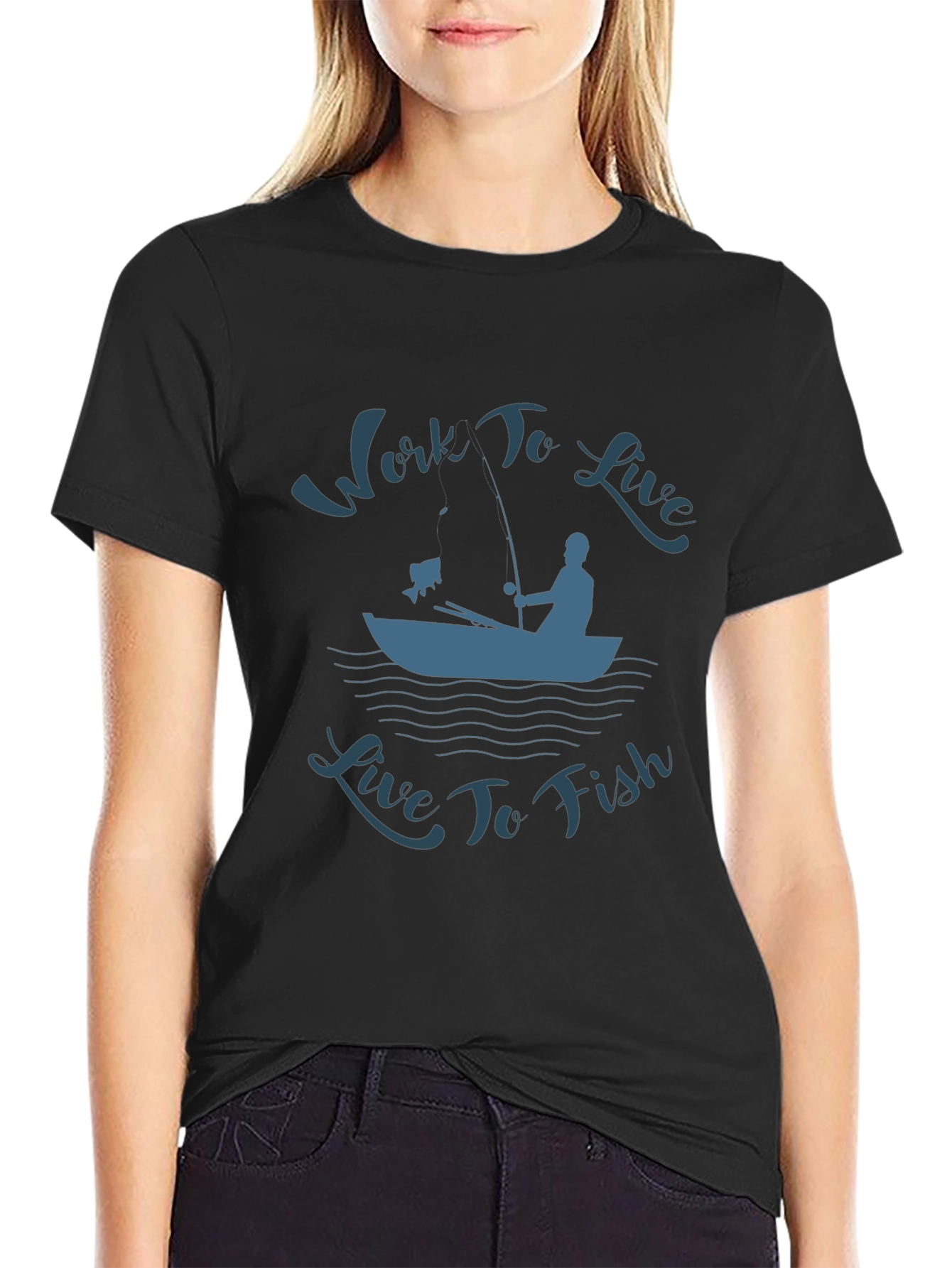 Work To Live Live To Fish Graphic T-Shirt