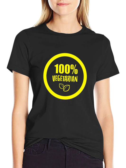 100% Vegetarian Graphic Tee - Black Cotton Shirt