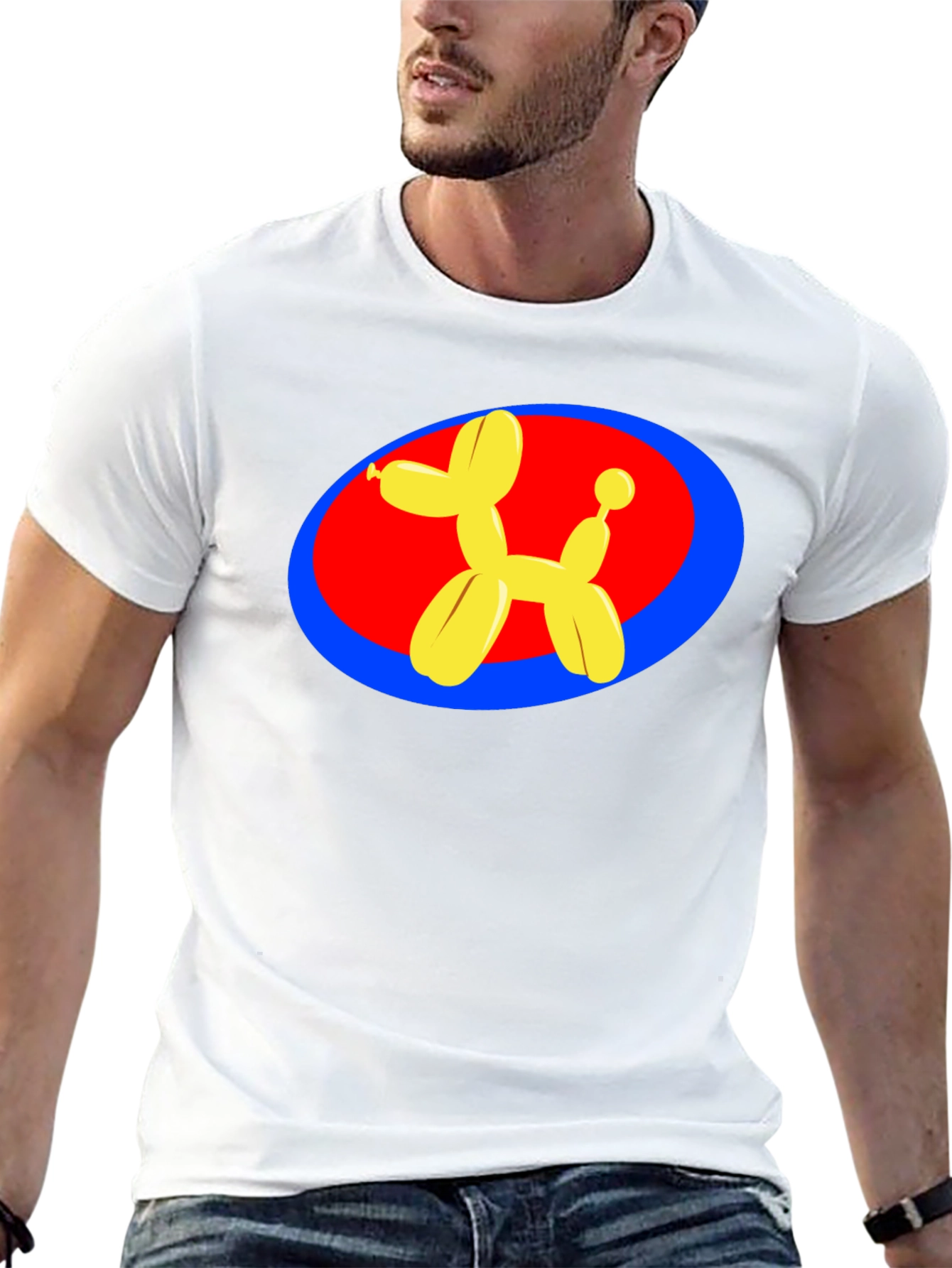 Balloon Dog Graphic Tee - Black Cotton T-Shirt