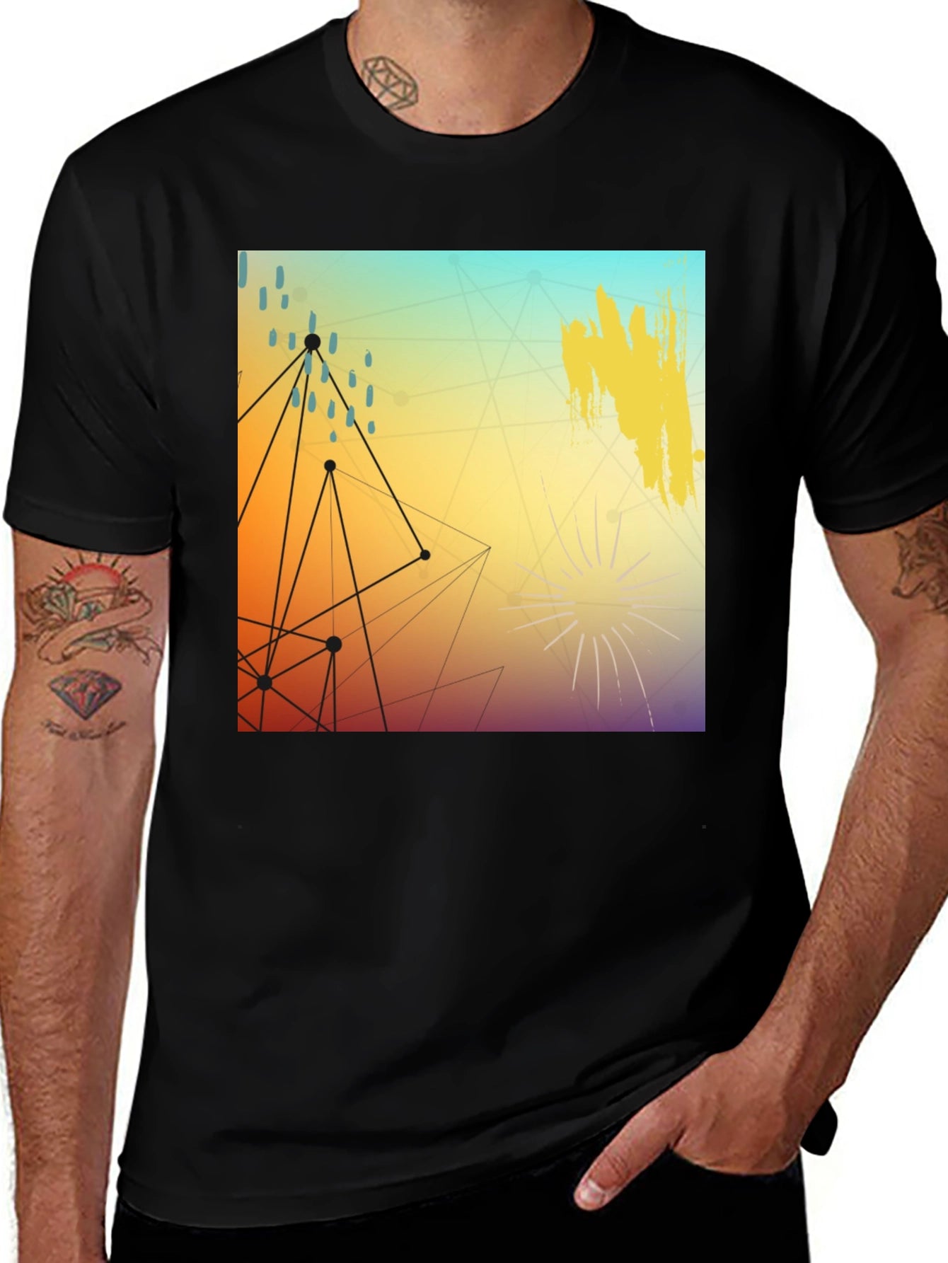 Modern Art Graphic Tee - Stylish Black T-Shirt