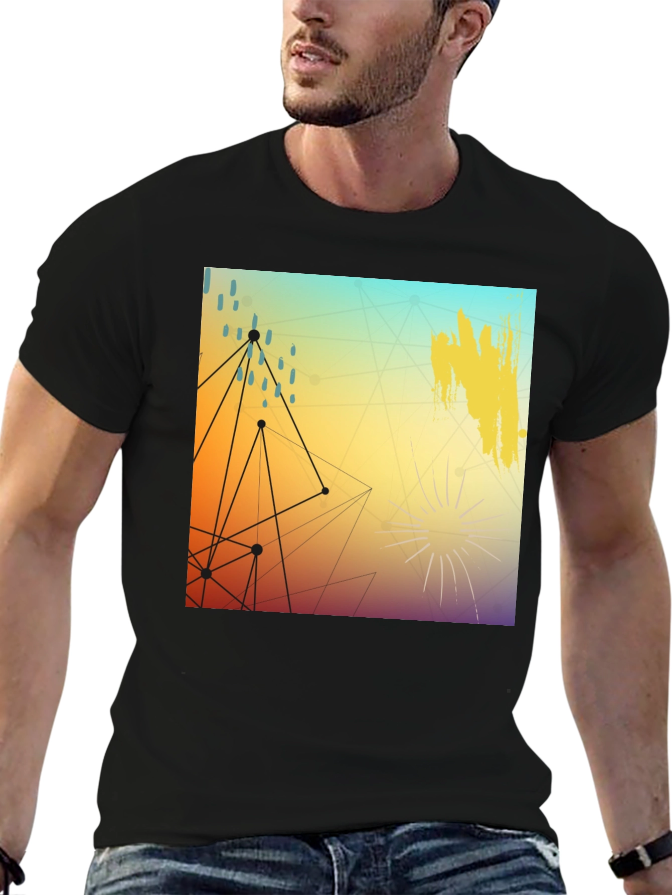 Modern Art Graphic Tee - Stylish Black T-Shirt