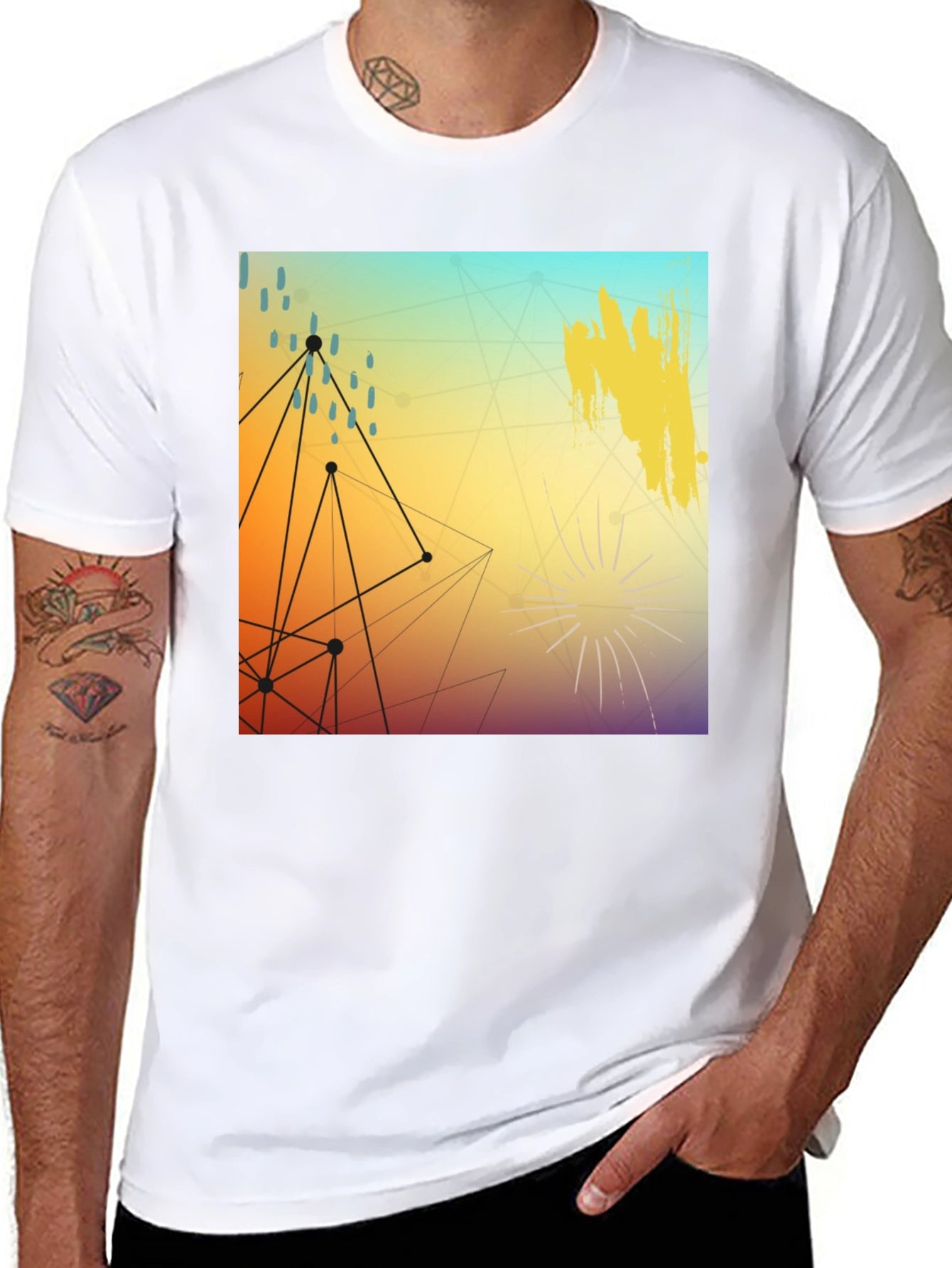 Modern Art Graphic Tee - Stylish Black T-Shirt