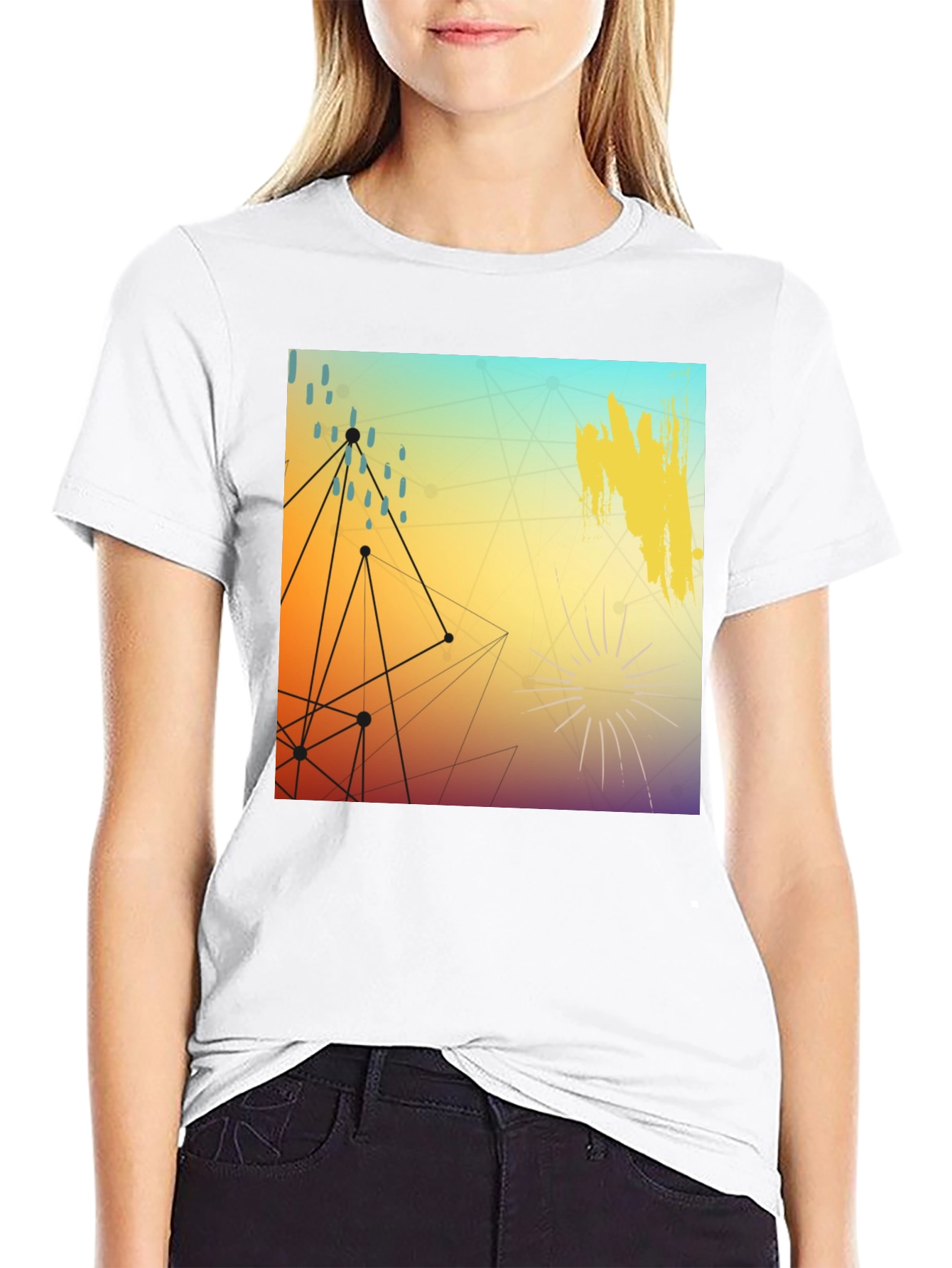 Modern Art Graphic Tee - Stylish Black T-Shirt