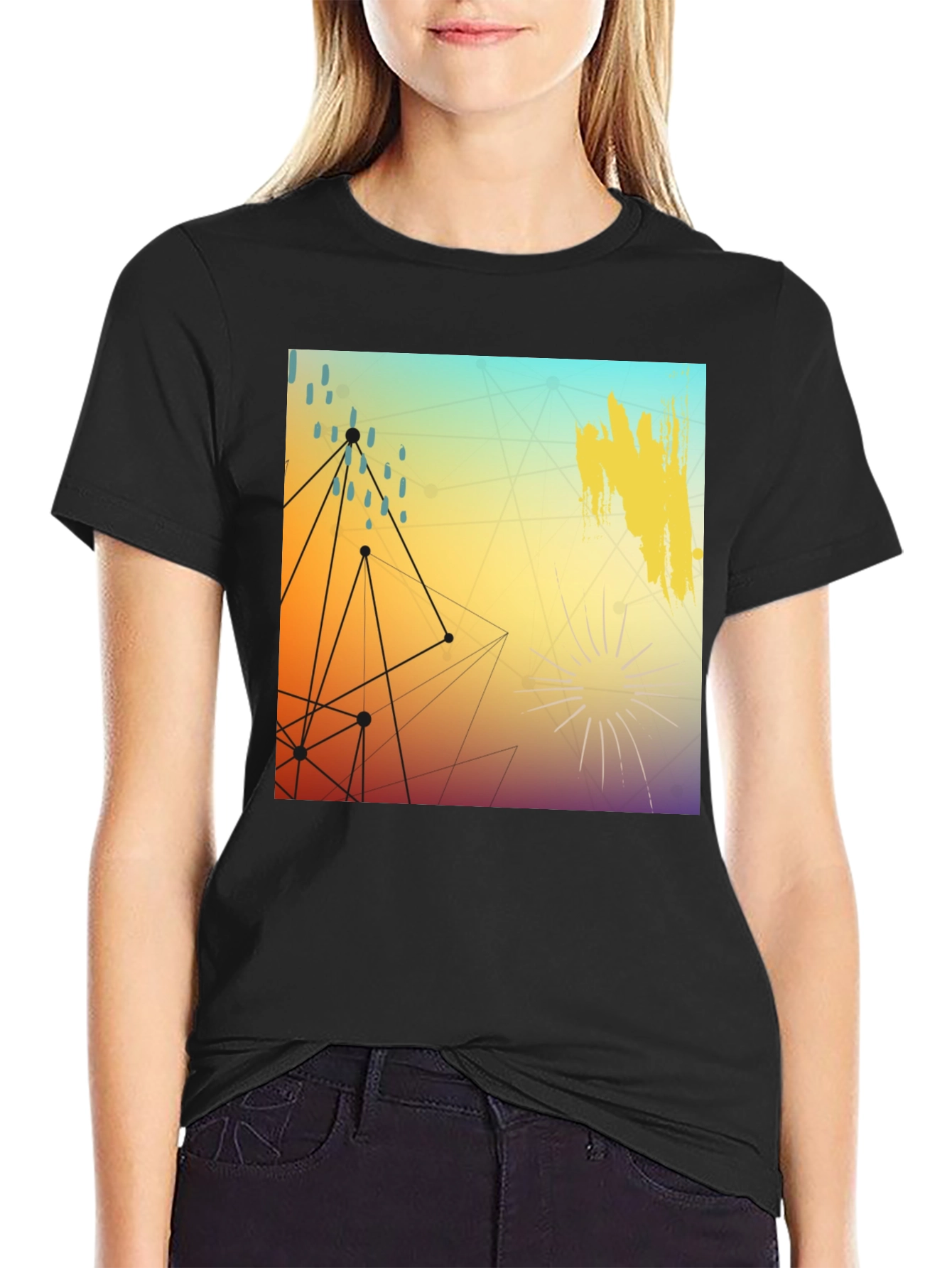 Modern Art Graphic Tee - Stylish Black T-Shirt