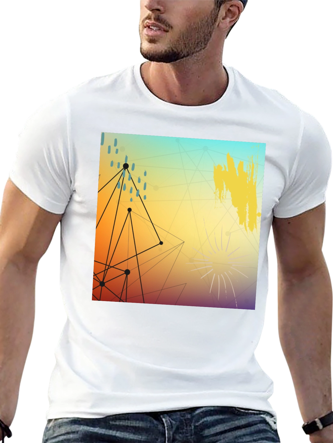 Modern Art Graphic Tee - Stylish Black T-Shirt