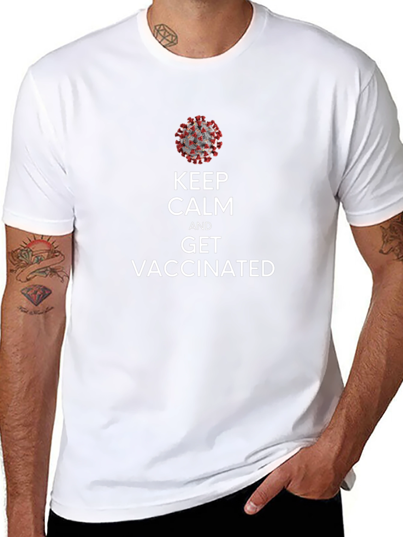 Keep Calm Get Vaccinated Black T-Shirt