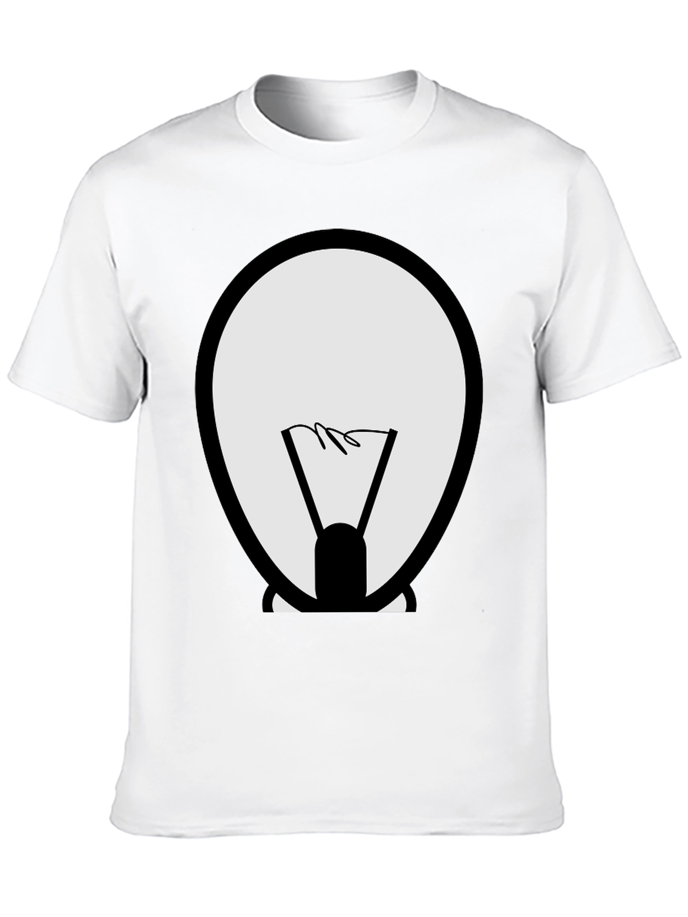 Cartoon Light Bulb Graphic Tee - Black Cotton Shirt