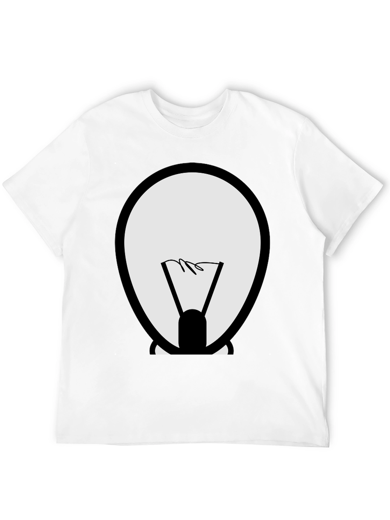 Cartoon Light Bulb Graphic Tee - Black Cotton Shirt