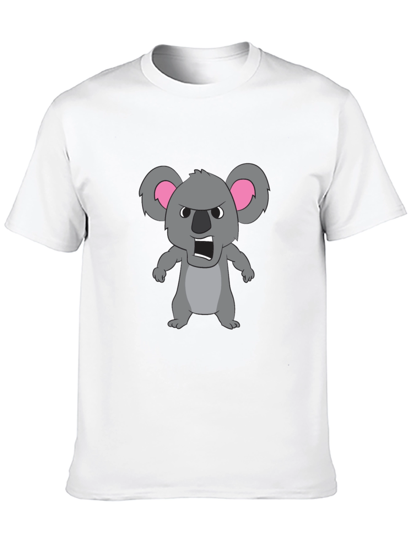 Angry Koala Cartoon Graphic Tee - Black