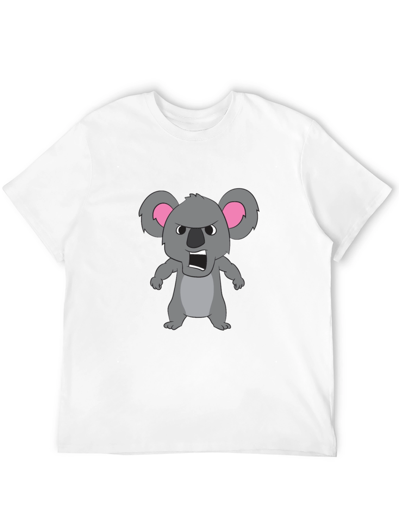 Angry Koala Cartoon Graphic Tee - Black