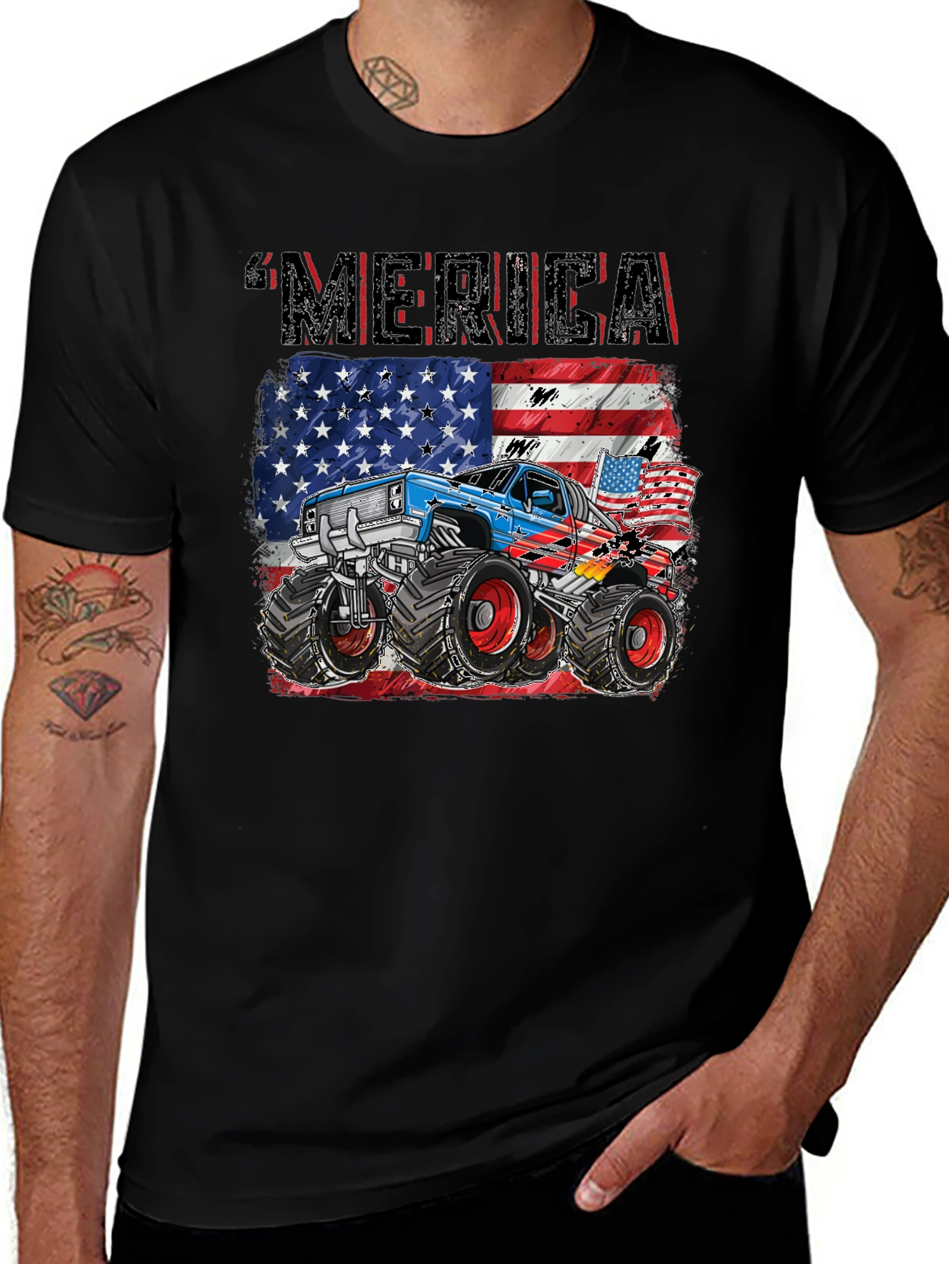 Patriotic Monster Truck Merica T-Shirt