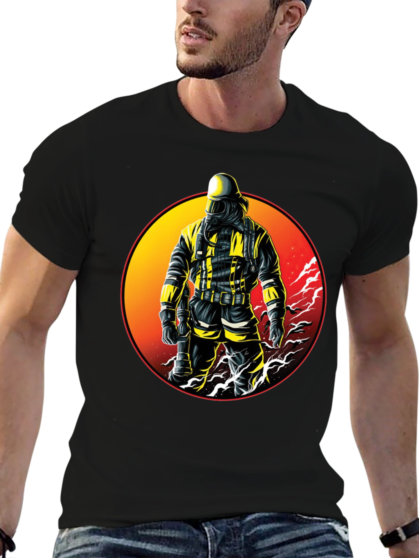 Firefighter Graphic Tee - Bold Fire Rescue Design