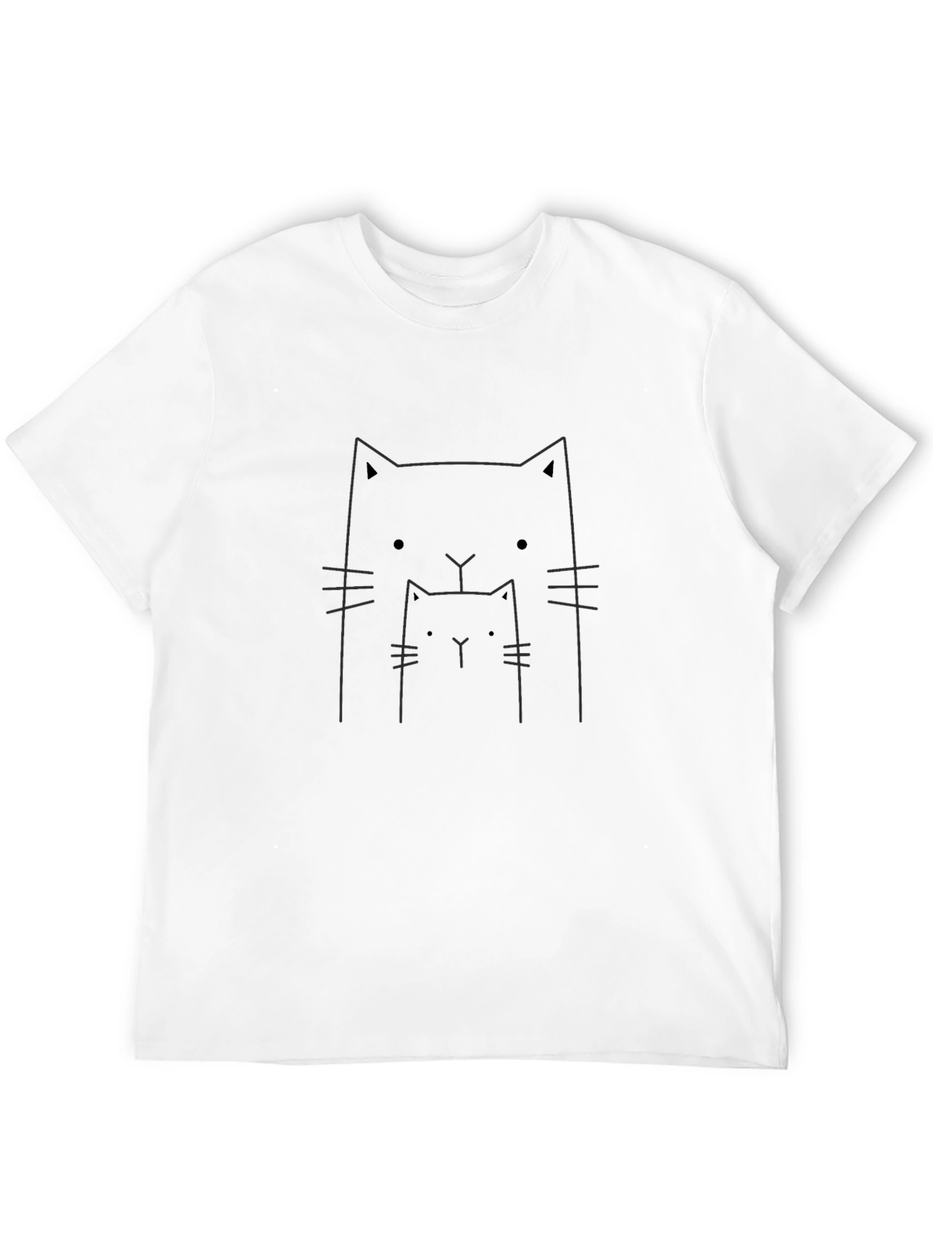 Minimalist Cat Outline Graphic T-Shirt