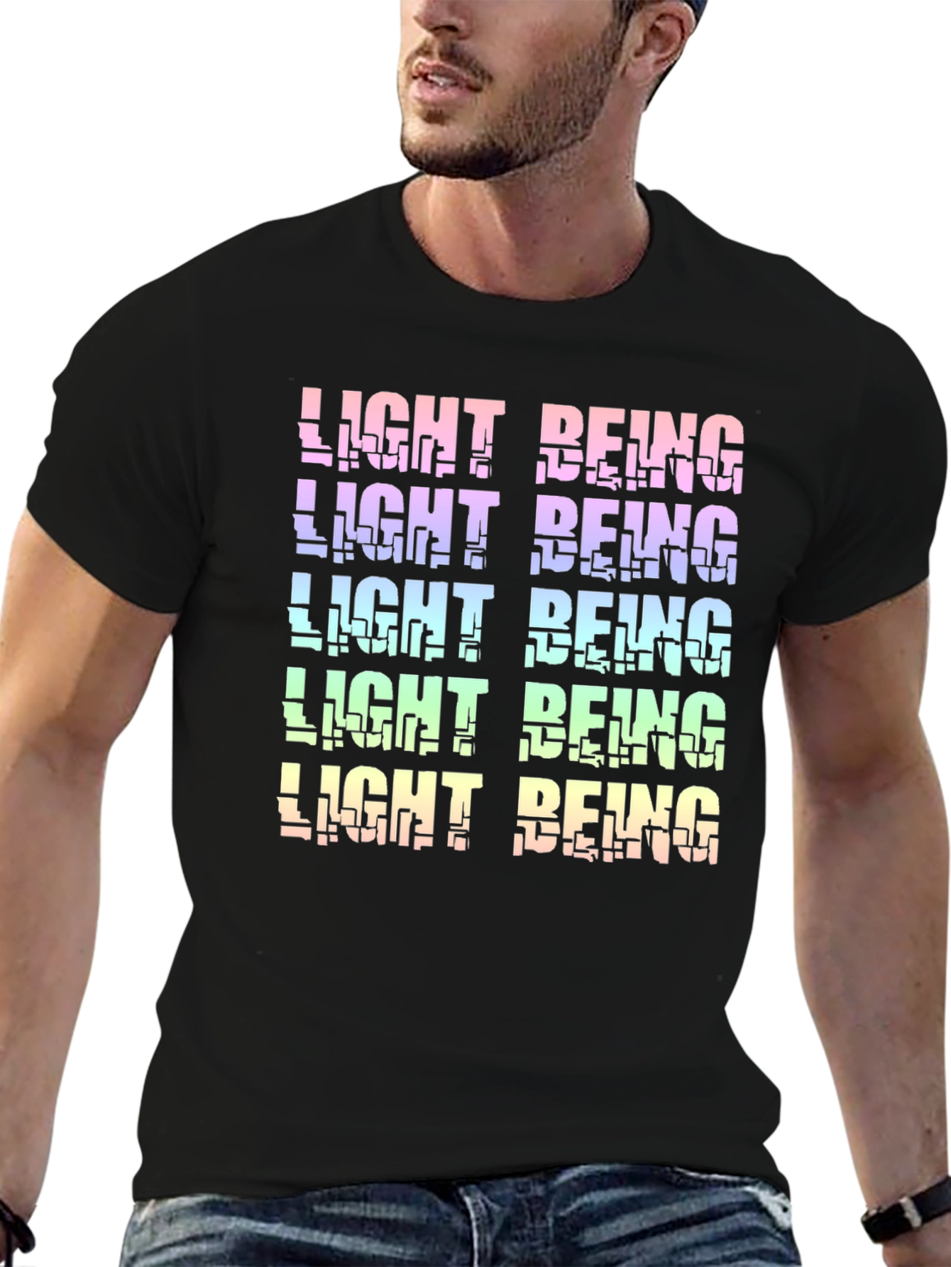 Light Being Graphic Tee - Black Cotton Blend Shirt