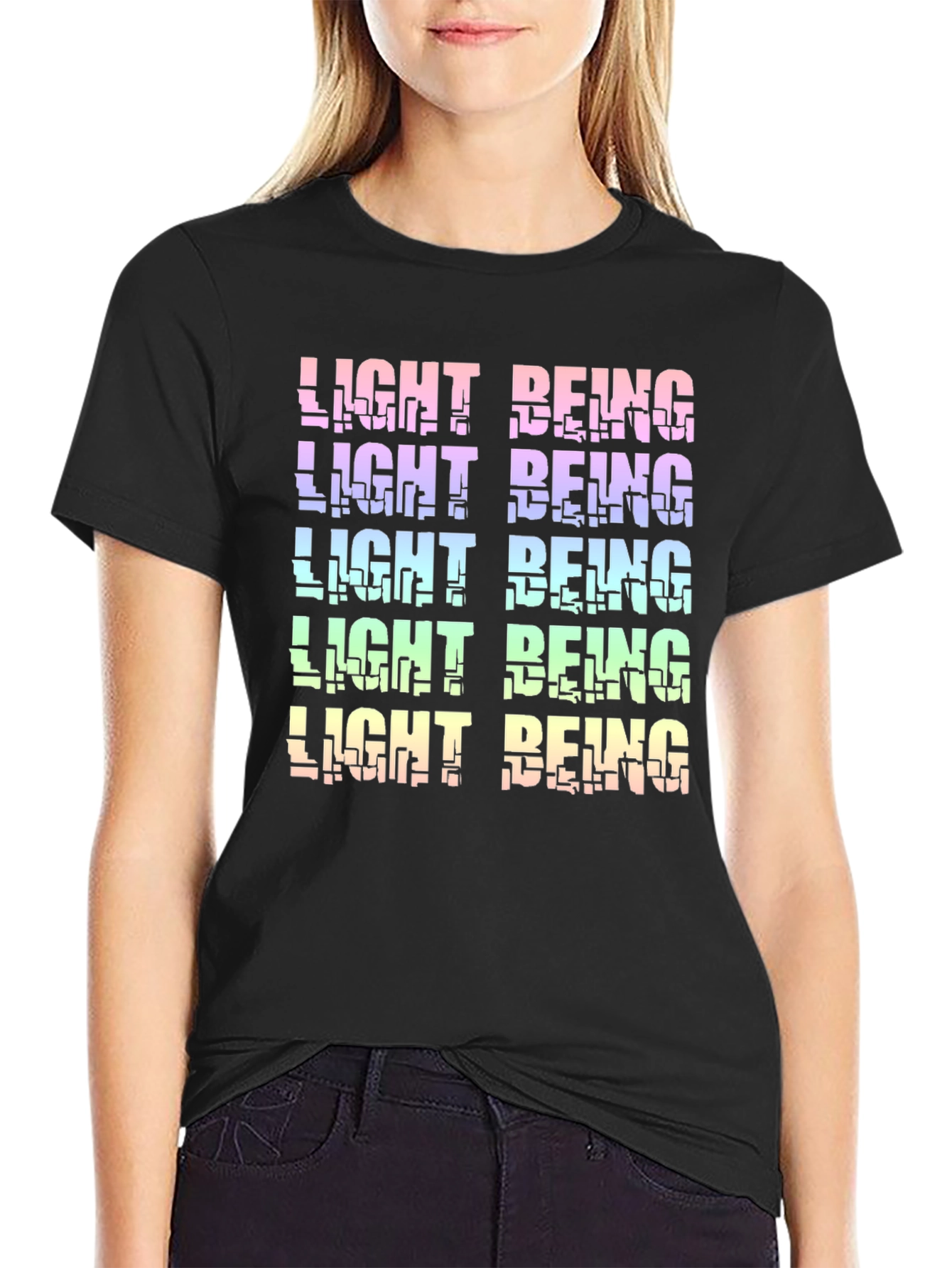 Light Being Graphic Tee - Black Cotton Blend Shirt