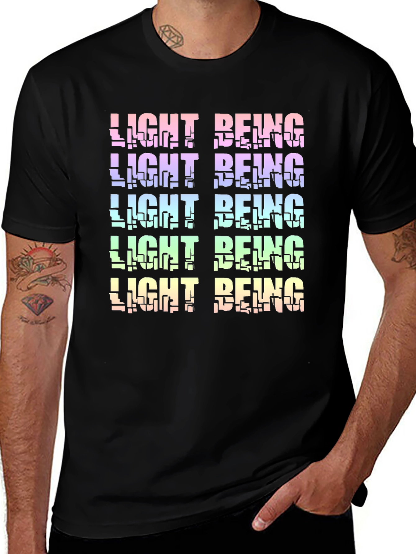 Light Being Graphic Tee - Black Cotton Blend Shirt