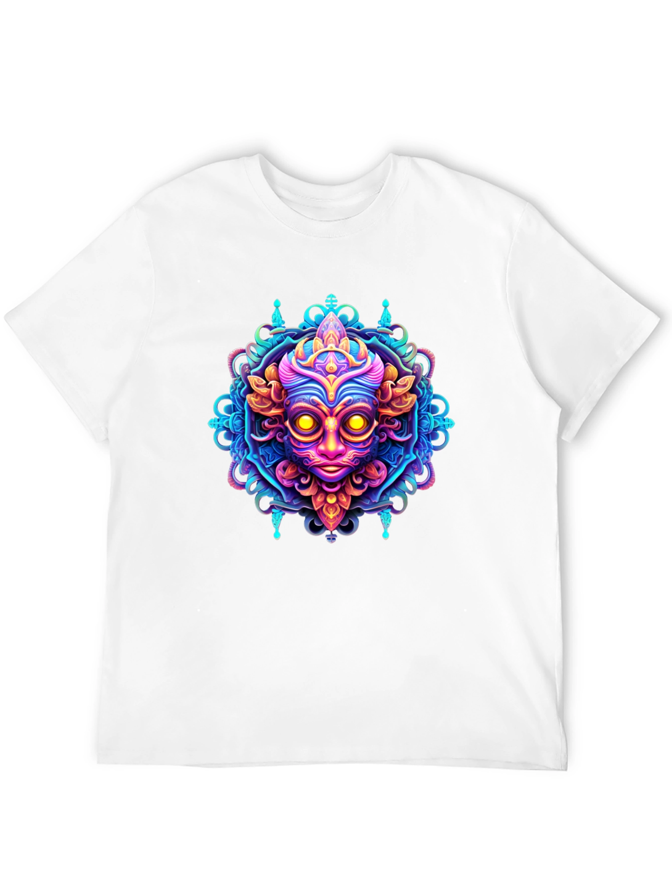 Psychedelic Face Graphic Tee - Bold & Vibrant