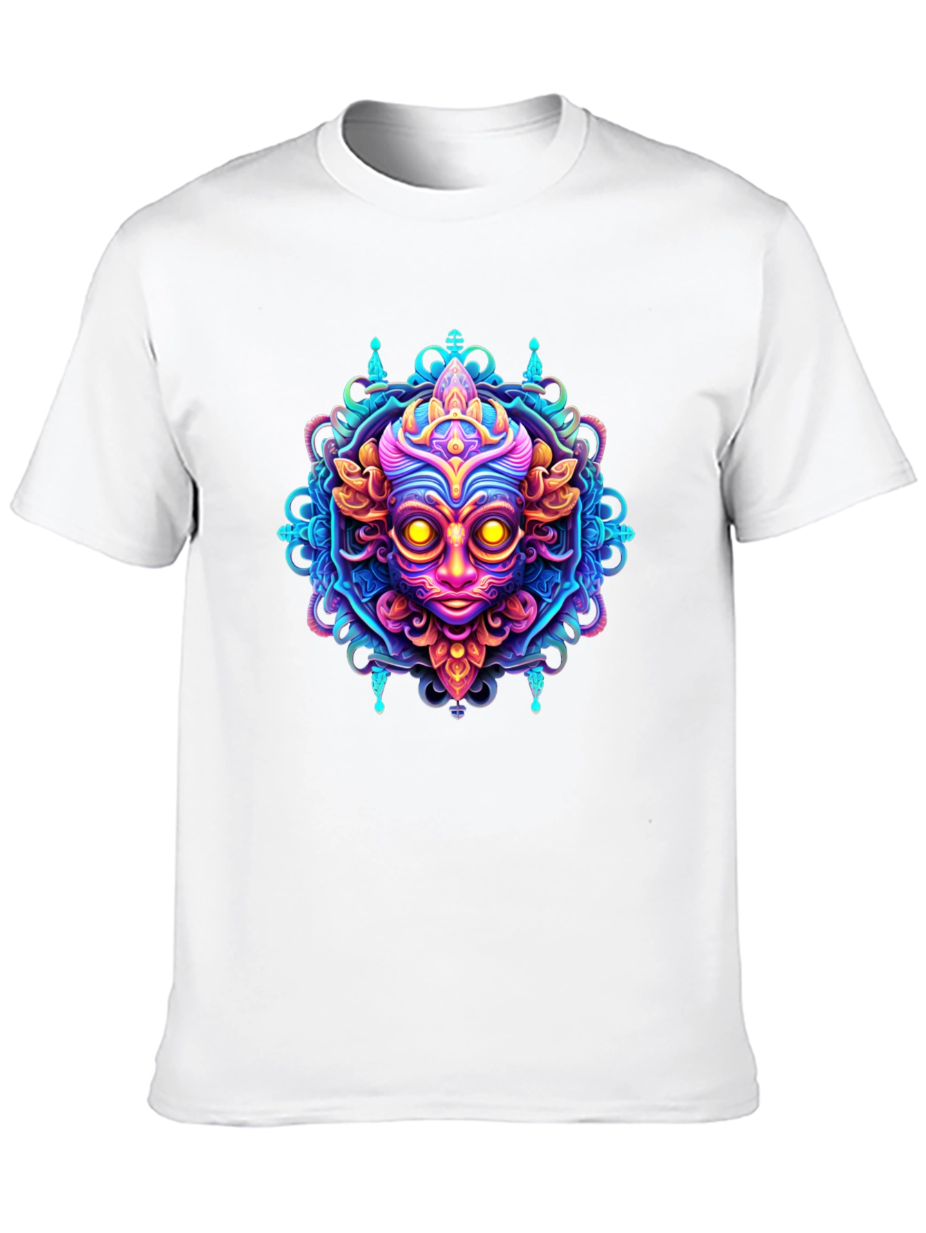 Psychedelic Face Graphic Tee - Bold & Vibrant